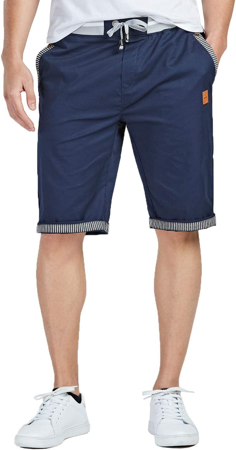 Detalle de JustSun Kurze Hosen Herren Shorts Chino Baumwolle mit Tunnelzug – Sommerfreizeit