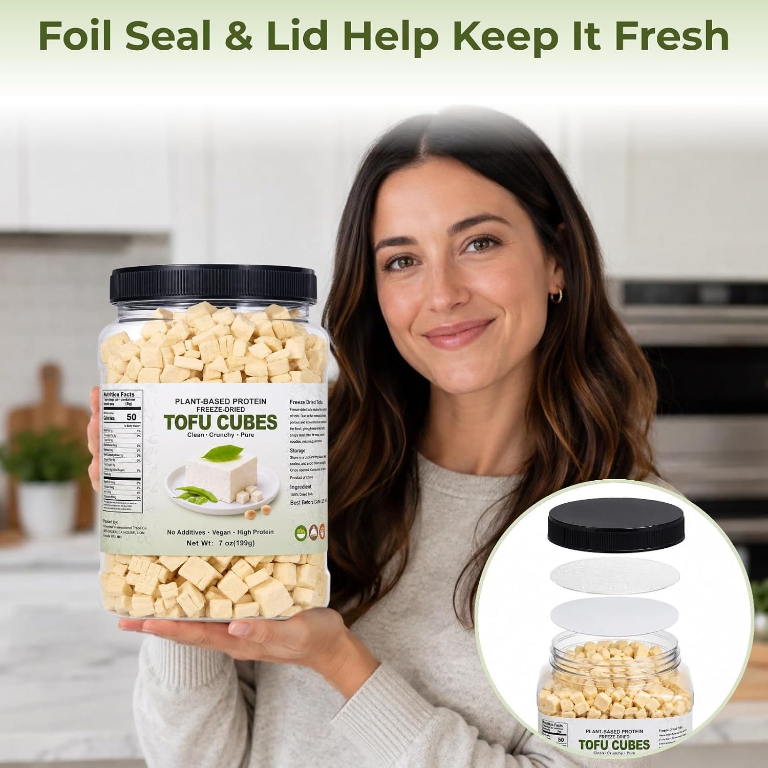 Thumbnail 6 de Egcina Freeze-Dried Tofu Cubes, 7 oz, 1 cm Pieces in a Resealable Jar