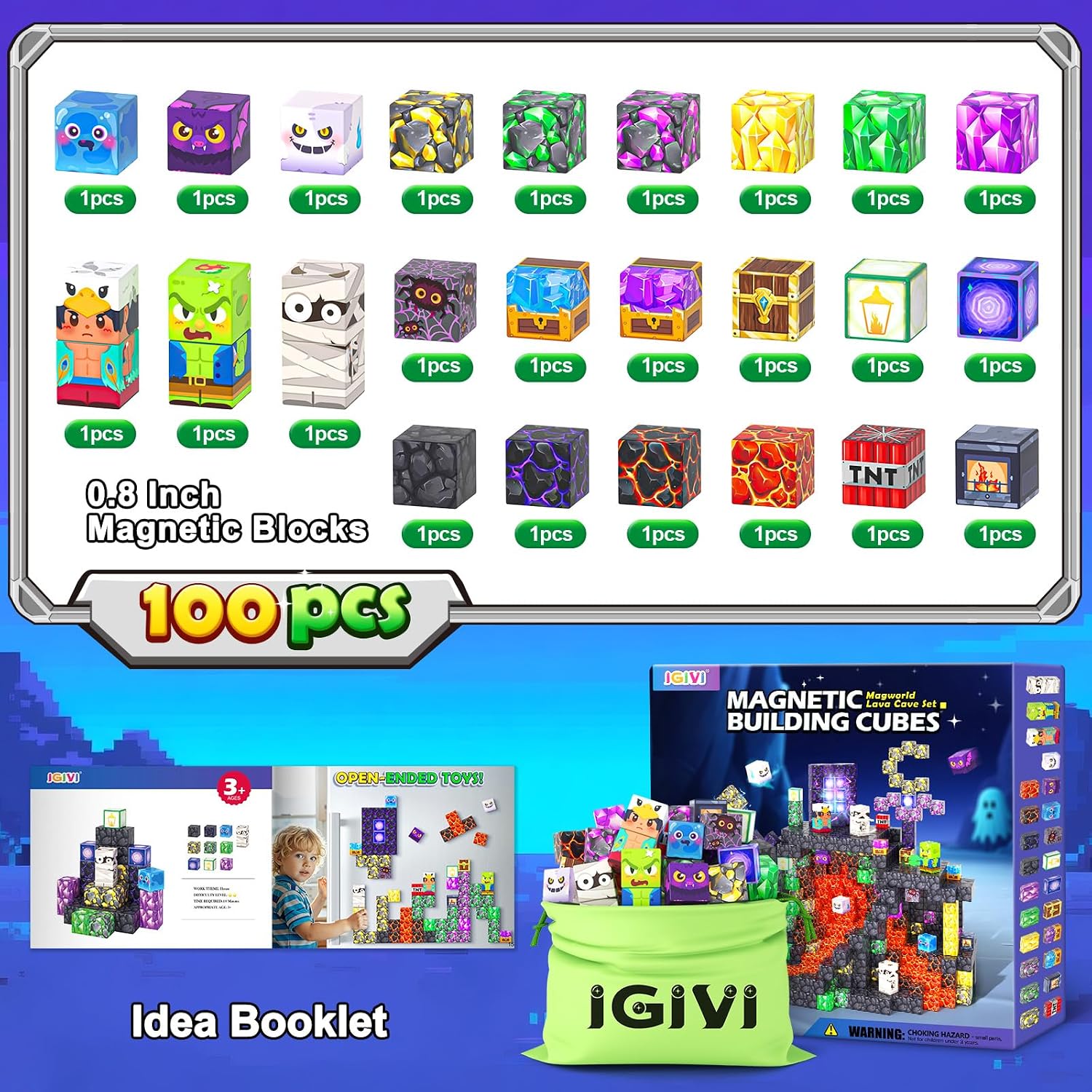 Detalle 2 de IGIVI Build Mine Magnet World 100 PCS 🧩
