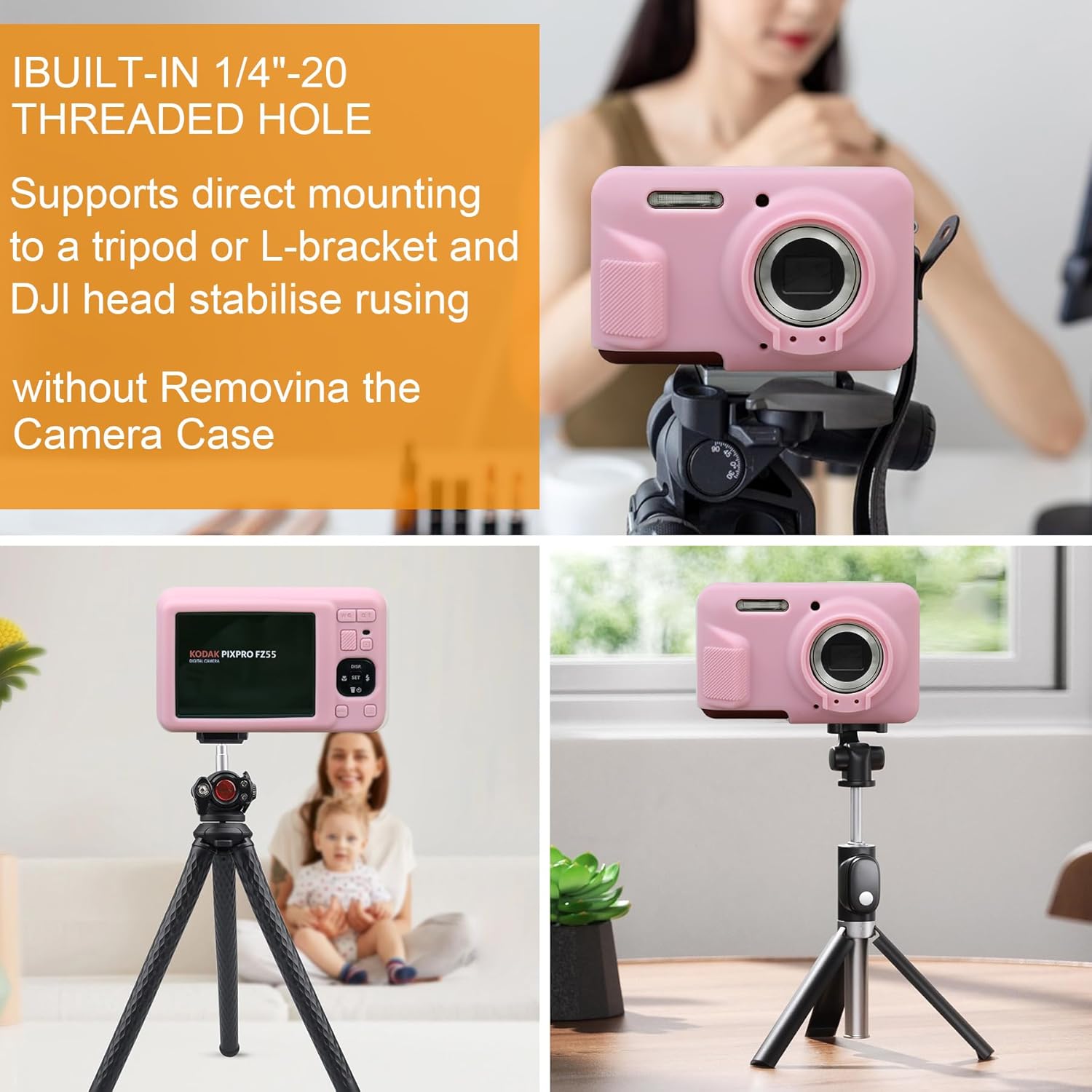 Thumbnail 6 de Elonbo Silicone Case for Kodak PIXPRO FZ55 — Soft, Protective Snap-On Cover (Pink)