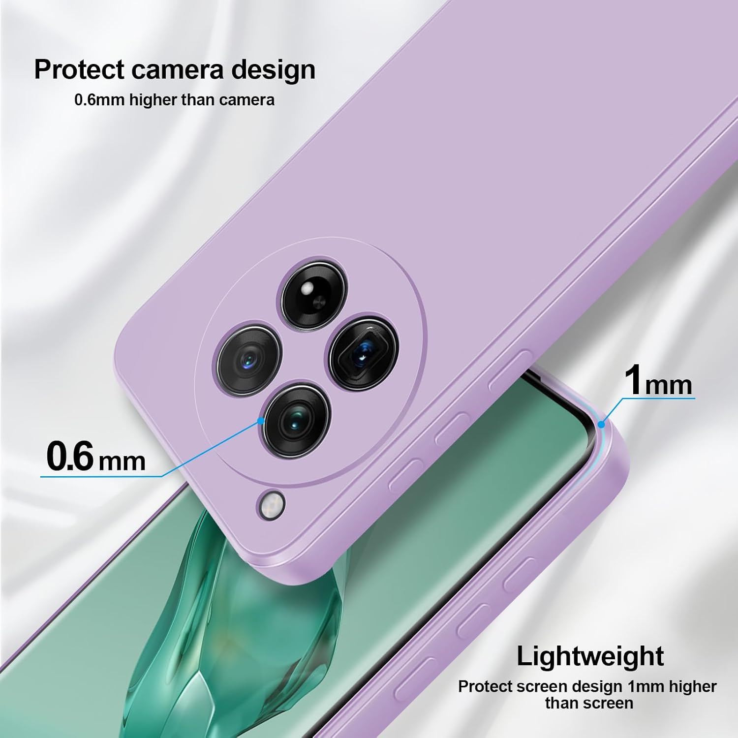Detalle de GiiYoon Hülle für OnePlus 12 – Hochwertiges Liquid Silicone Case, Rundumschutz in Lila