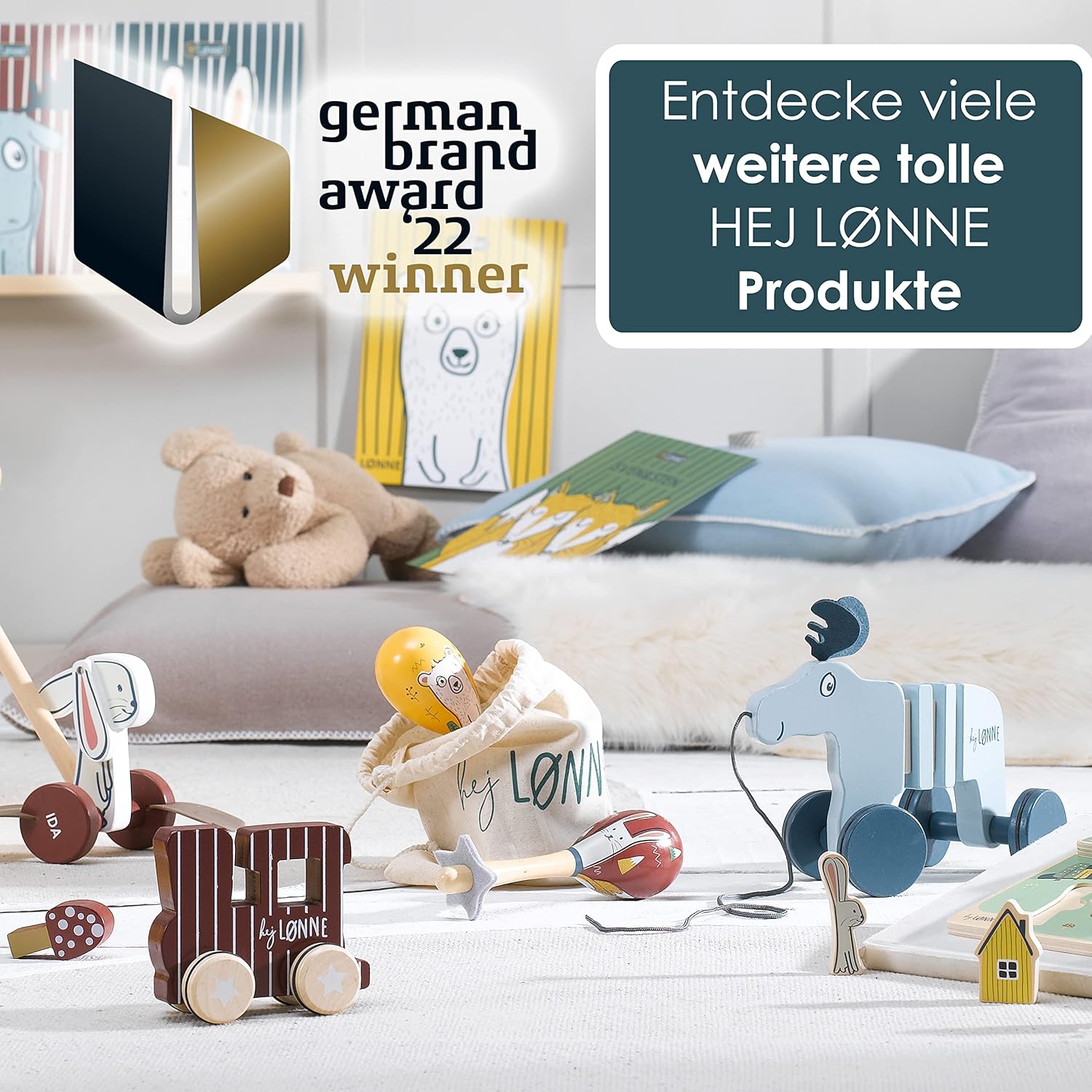 Thumbnail 5 de HEJ LØNNE Alce da Tirare in Legno 22x8,5x16,5 cm