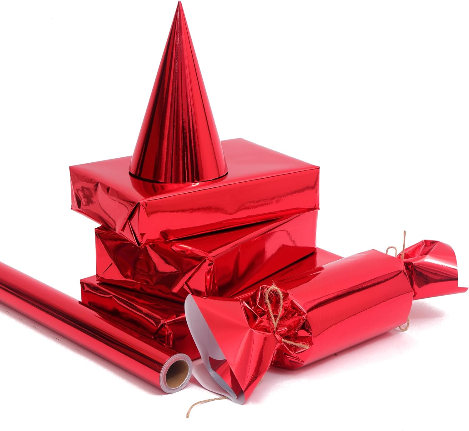 Thumbnail 2 de Red Metallic Wrapping Paper Roll 43cm x 10m – Solid Colour, Eco-Friendly Gift Wrap for Any Occasion