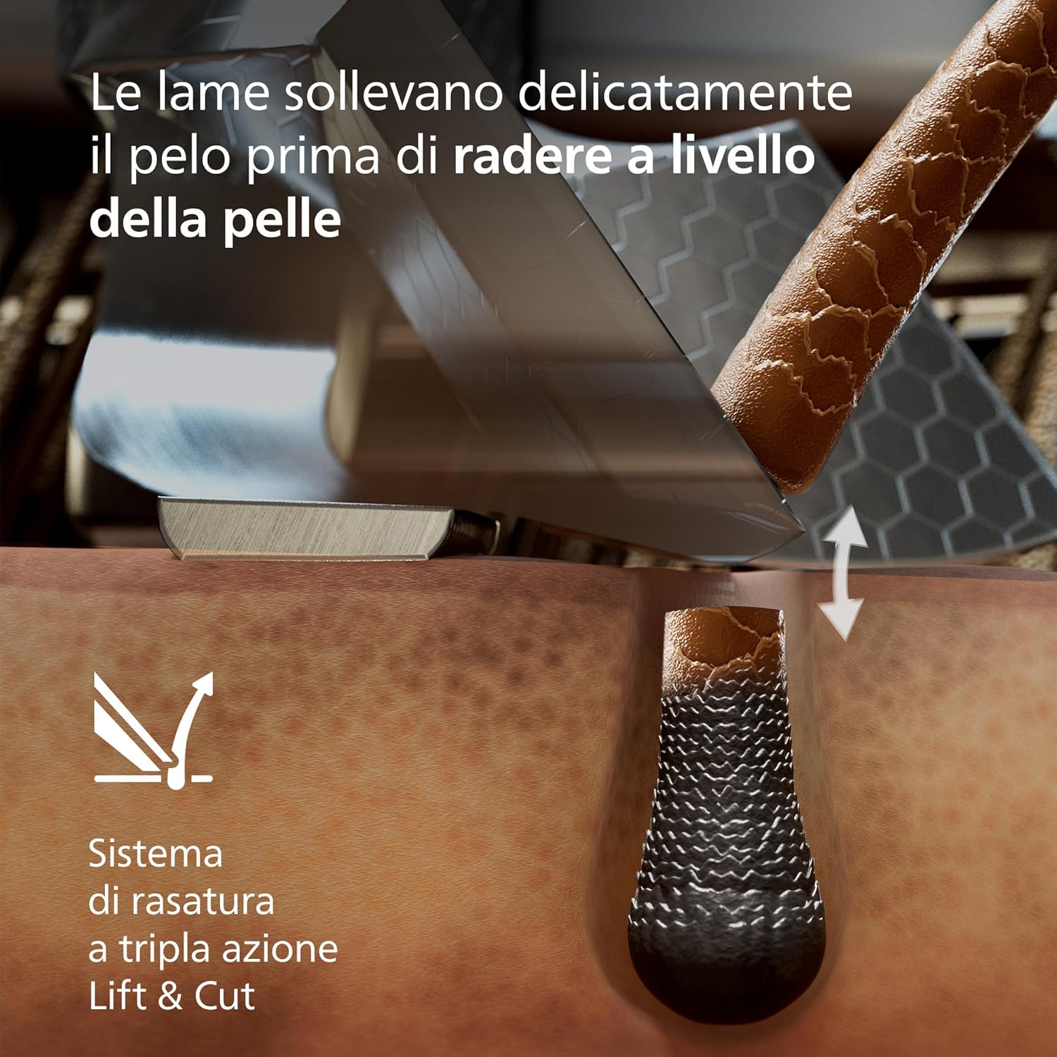 Detalle de Philips Shaver i9000 Prestige Ultra: rasatura Wet & Dry con tecnologia SkinIQ Pro