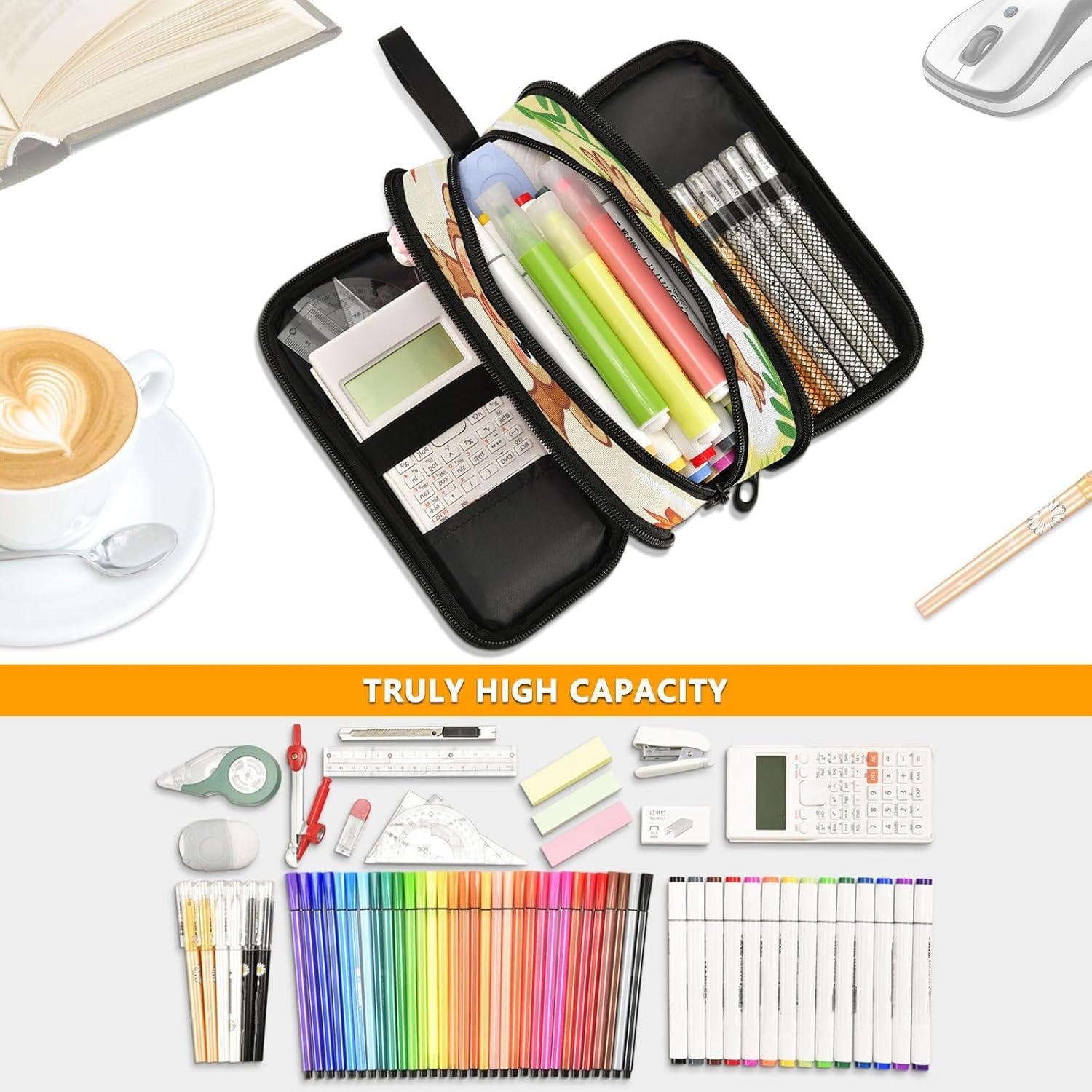 Detalle 2 de Mnsruu Cute Cartoon Monkey Pencil Case – Large Capacity Nylon Stationery Organizer