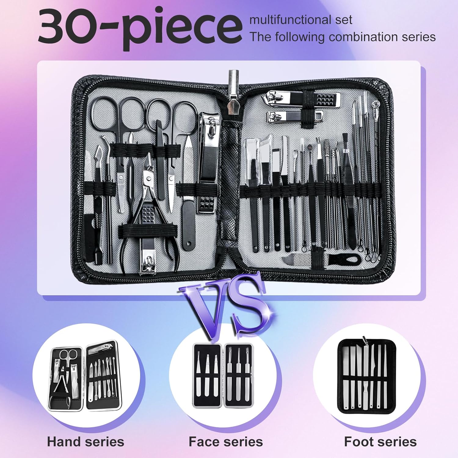 Thumbnail 1 de Manicure Pedicure Kit Professional 30pcs: Deluxe All-in-One Nail Care for Men