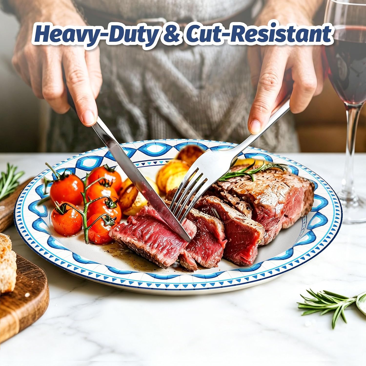 Detalle de Clawsoff 200 Pack 8.5 Inch Disposable Plates with Cut & Soak Proof Heavy Duty Coating