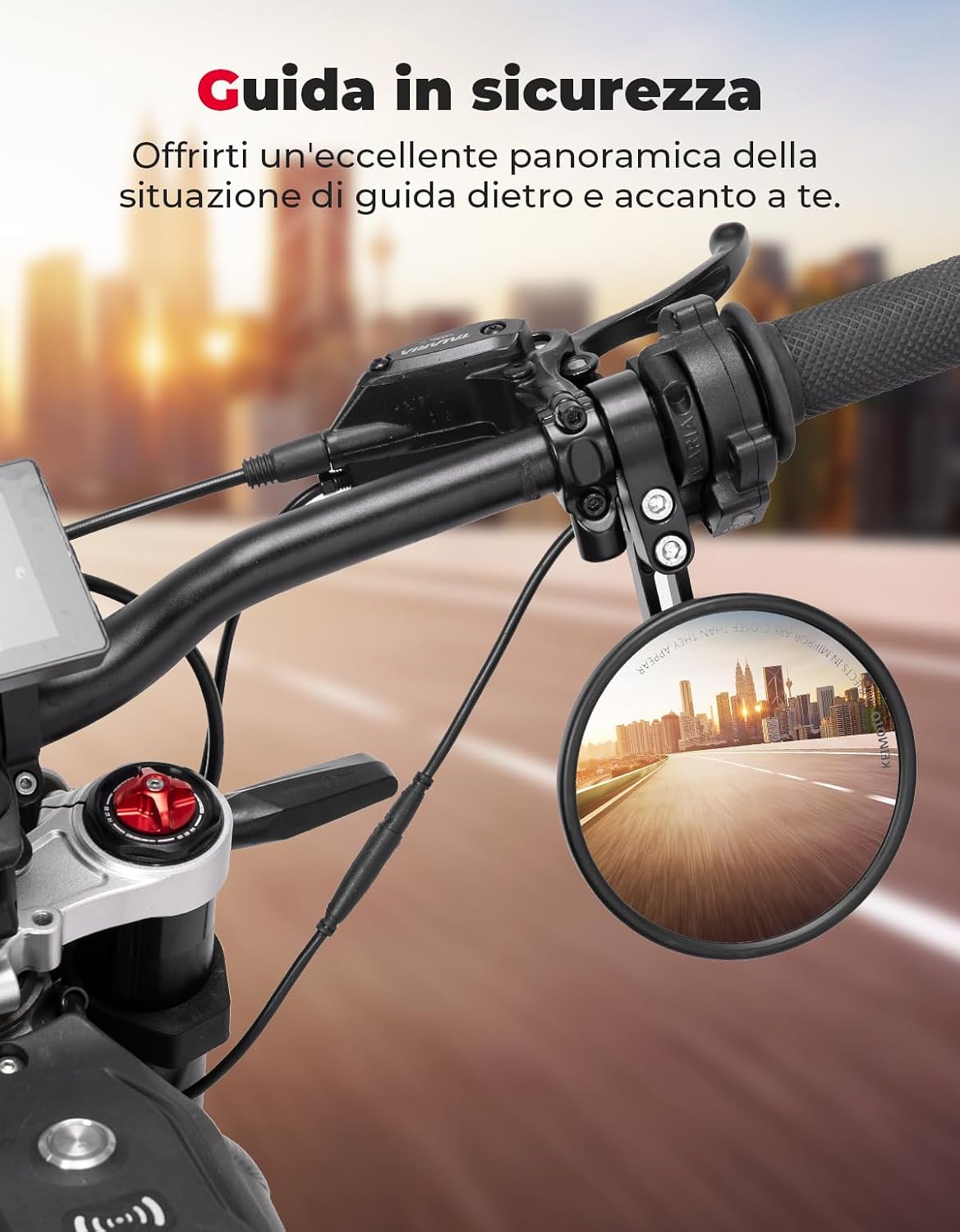 Detalle 2 de KEMIMOTO Specchietti Moto Omologati E24 2 pezzi