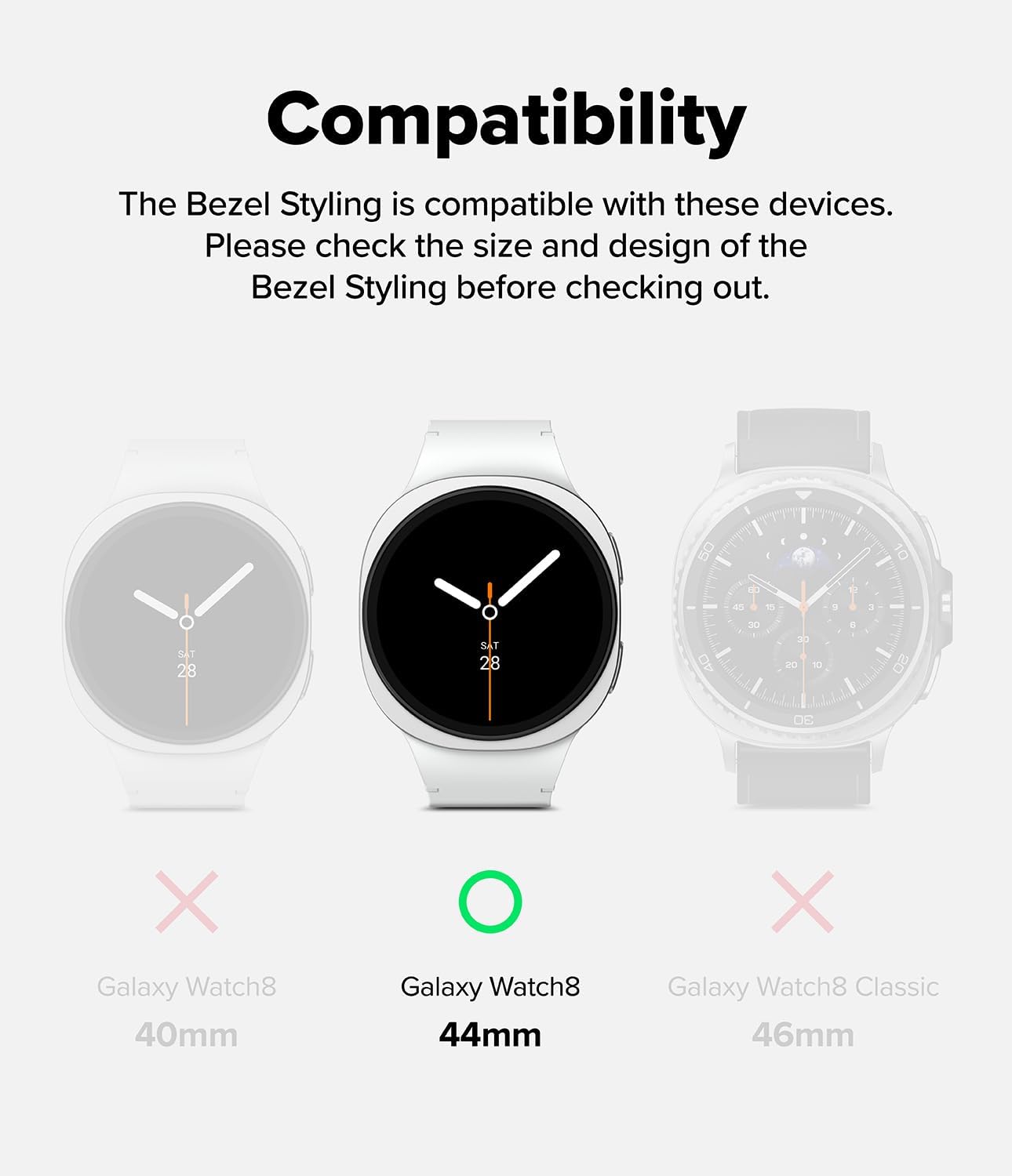 Detalle 2 de Ringke Bezel Styling for Samsung Galaxy Watch 8 44mm – Classic Silver Bezel Ring