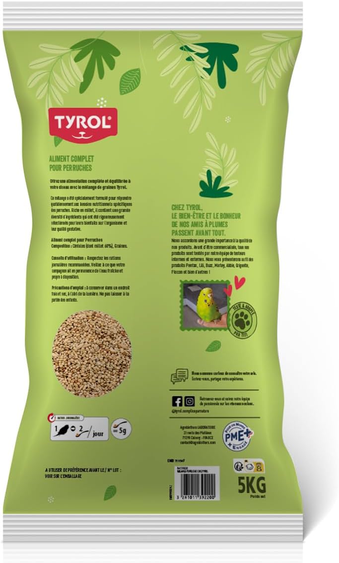 Detalle 2 de Tyrol Mélange PERRUCHES 5KG – Alimentation complète pour perruches, millet et graines savoureuses