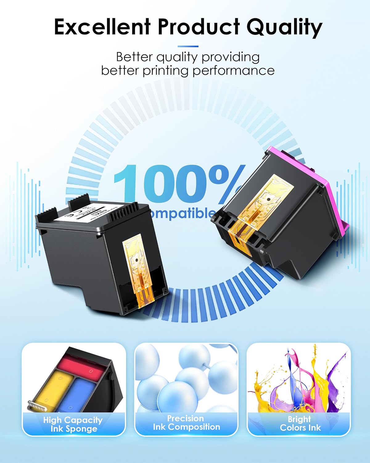 Thumbnail 2 de 68XL Compatible Ink Cartridges, Black and Tri-Color Combo Pack