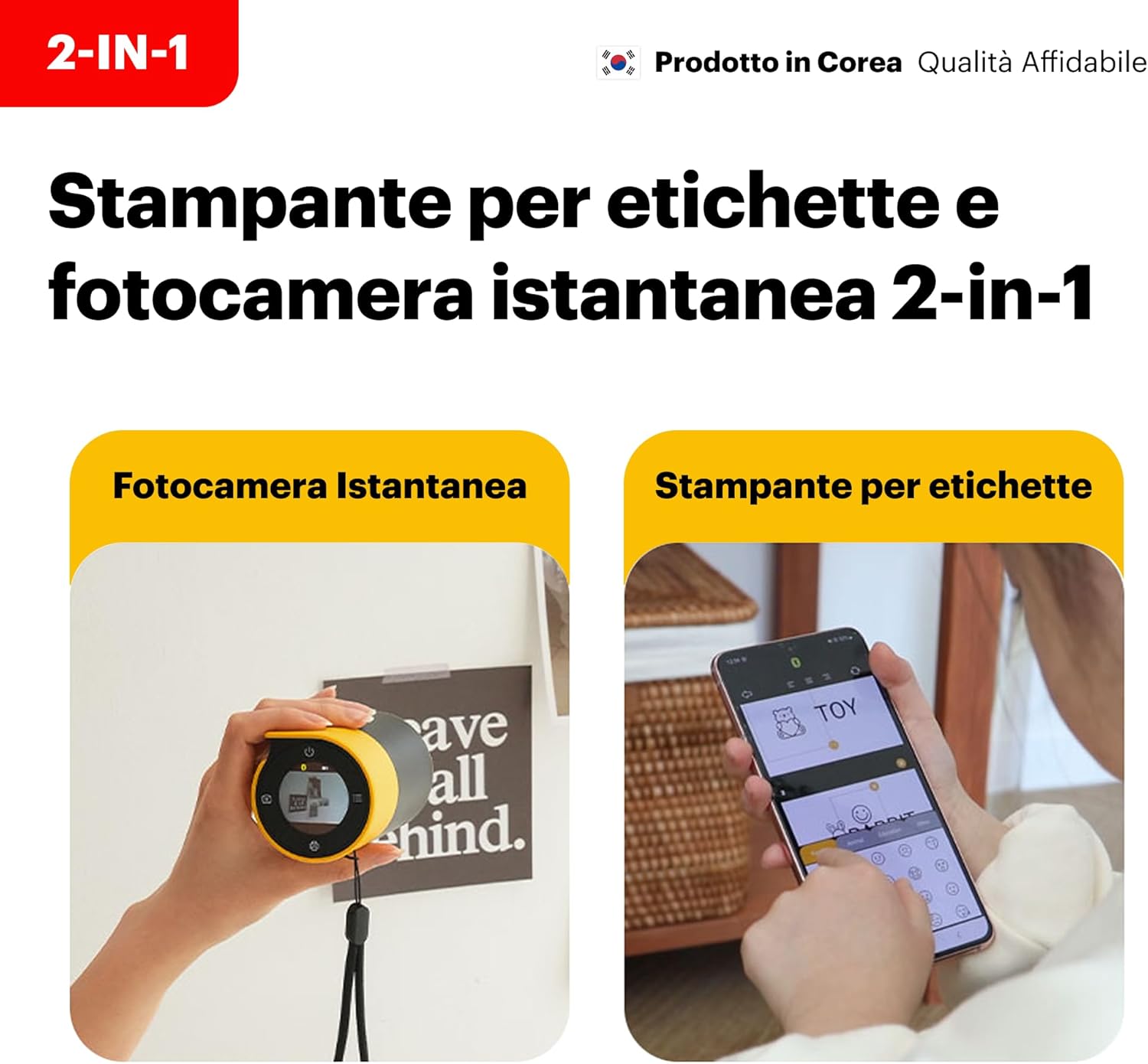 Thumbnail 2 de Kodak Cam Shot Mini 1 ERA yellow: Fotocamera istantanea con stampante per etichette, compatta e colorata