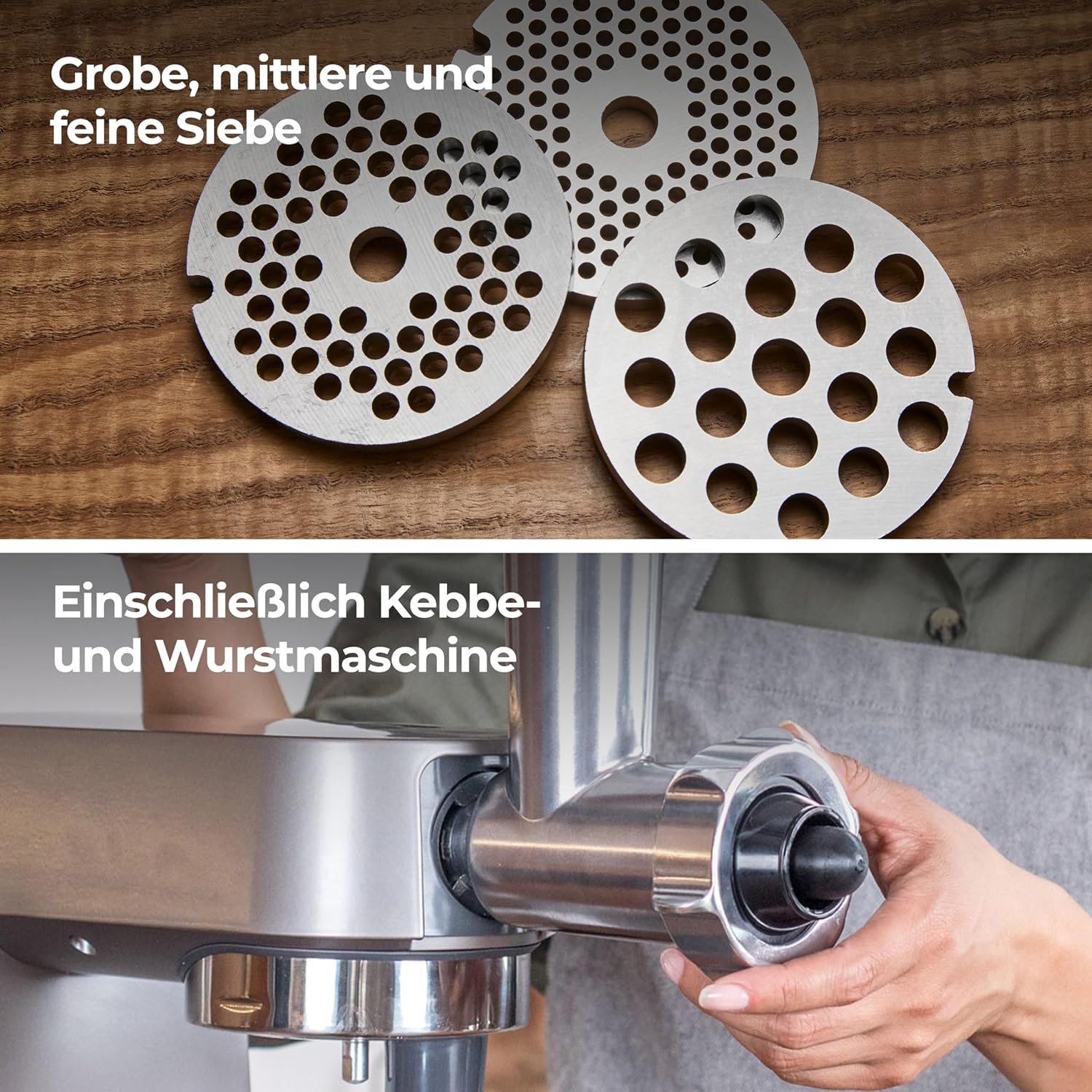 Detalle de Kenwood Fleischwolf KAX950ME Zubehör für Kenwood Küchenmaschinen (silber)