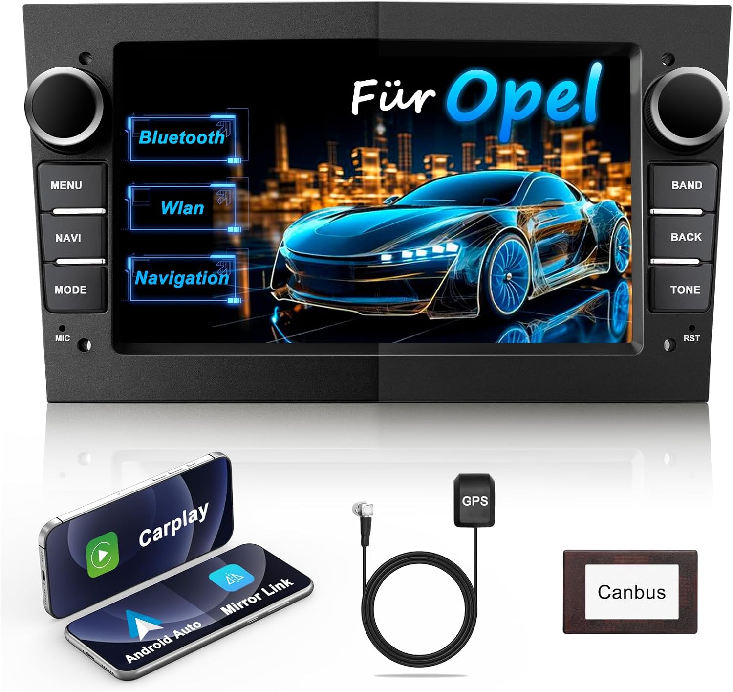 Detalle de Lehwey Bluetooth Autoradio mit Bildschirm für Opel – 2Din Android 14, CarPlay, Android Auto, WLAN, DAB, 7 Zoll Touchscreen