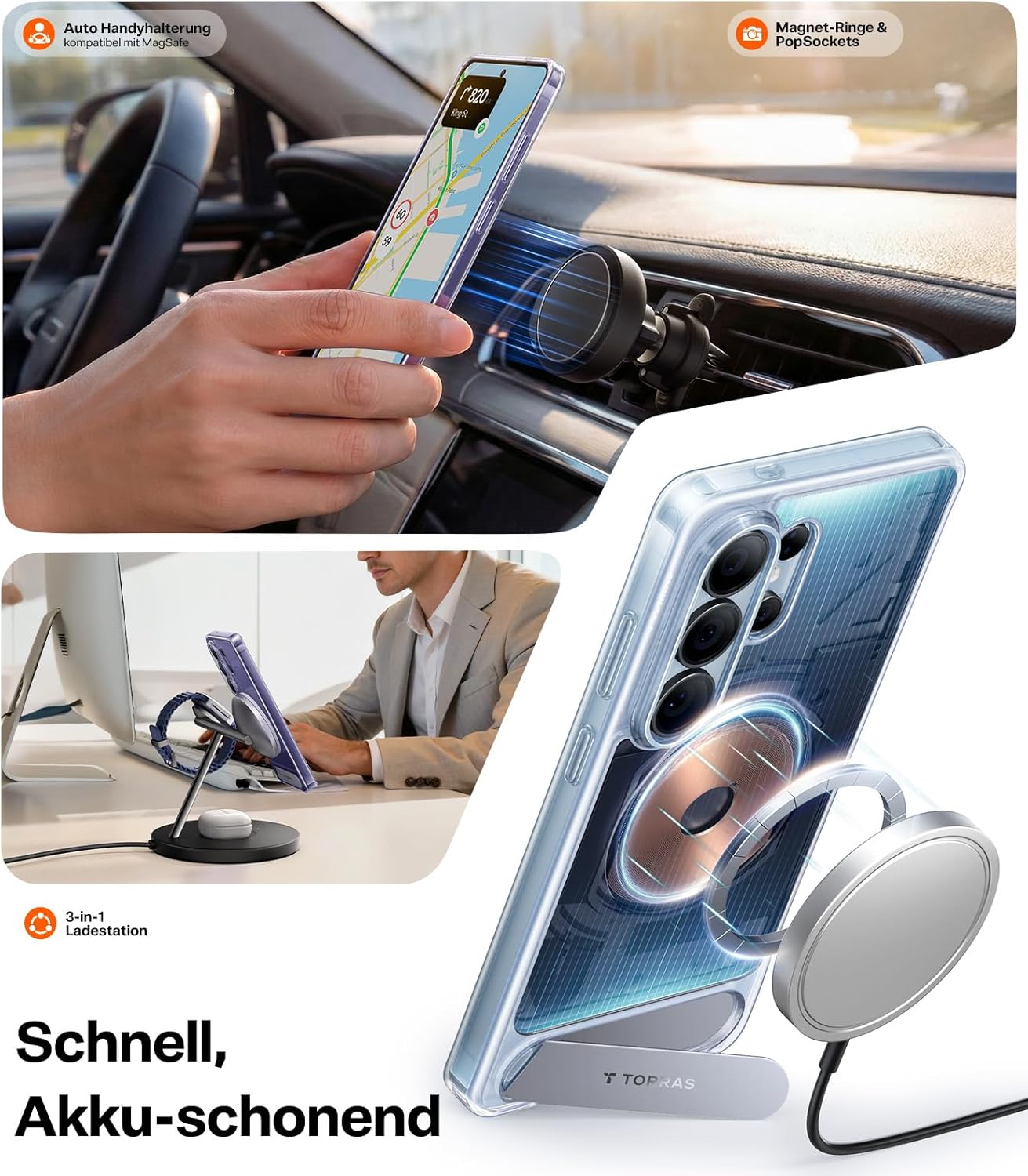 Thumbnail 2 de TORRAS 2026 Neu Ostand L1 Hülle für Samsung Galaxy S26 Ultra – MagSafe, Ständer, Militärschutz, Transparent