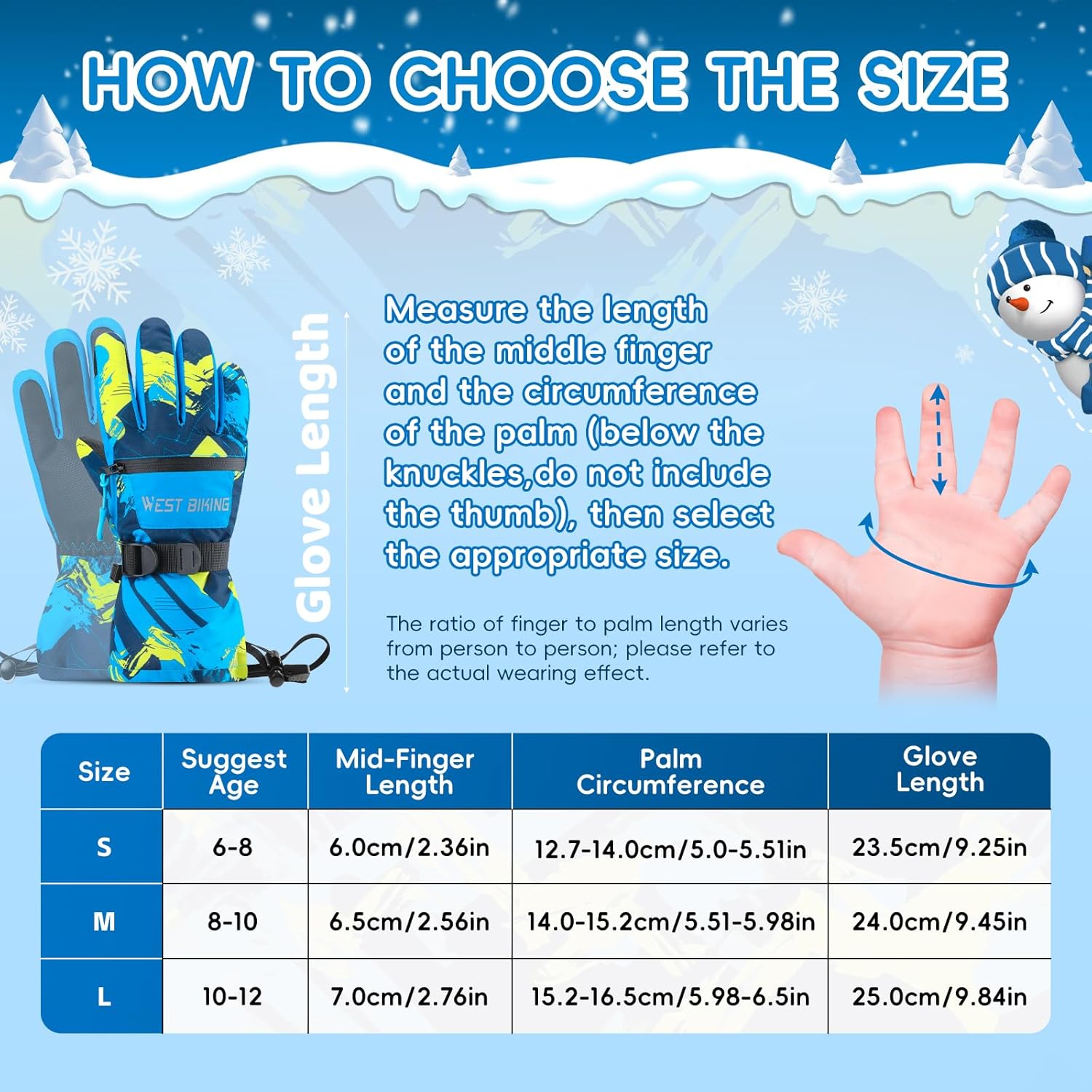 Thumbnail 4 de West Biking Skihandschuhe Kinder 3M Thinsulate, wasserdicht