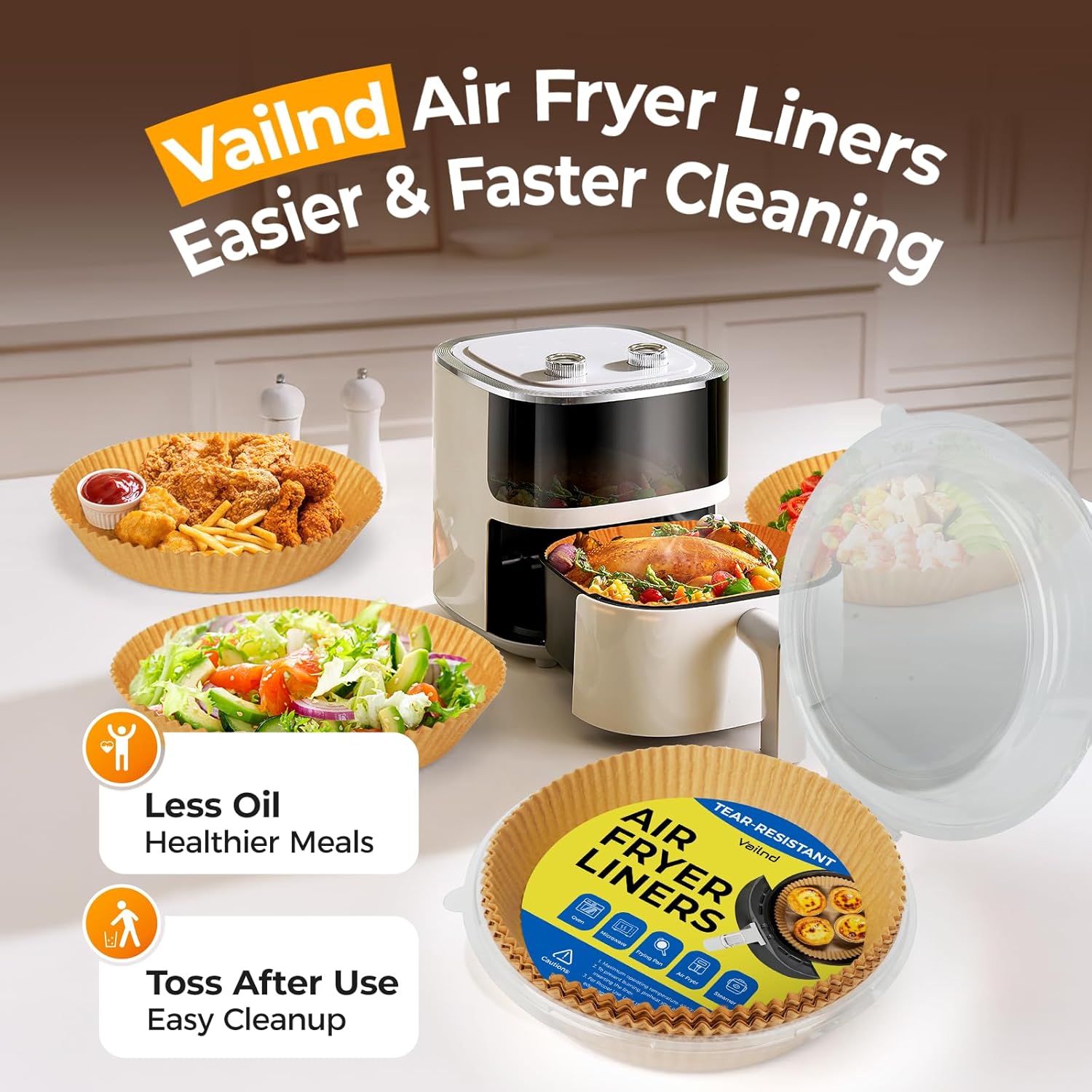 Thumbnail 6 de Air Fryer Liners for Ninja (205 PCS) — 8-Inch Round Disposable Parchment Liners, Oil-Proof & Non-Stick