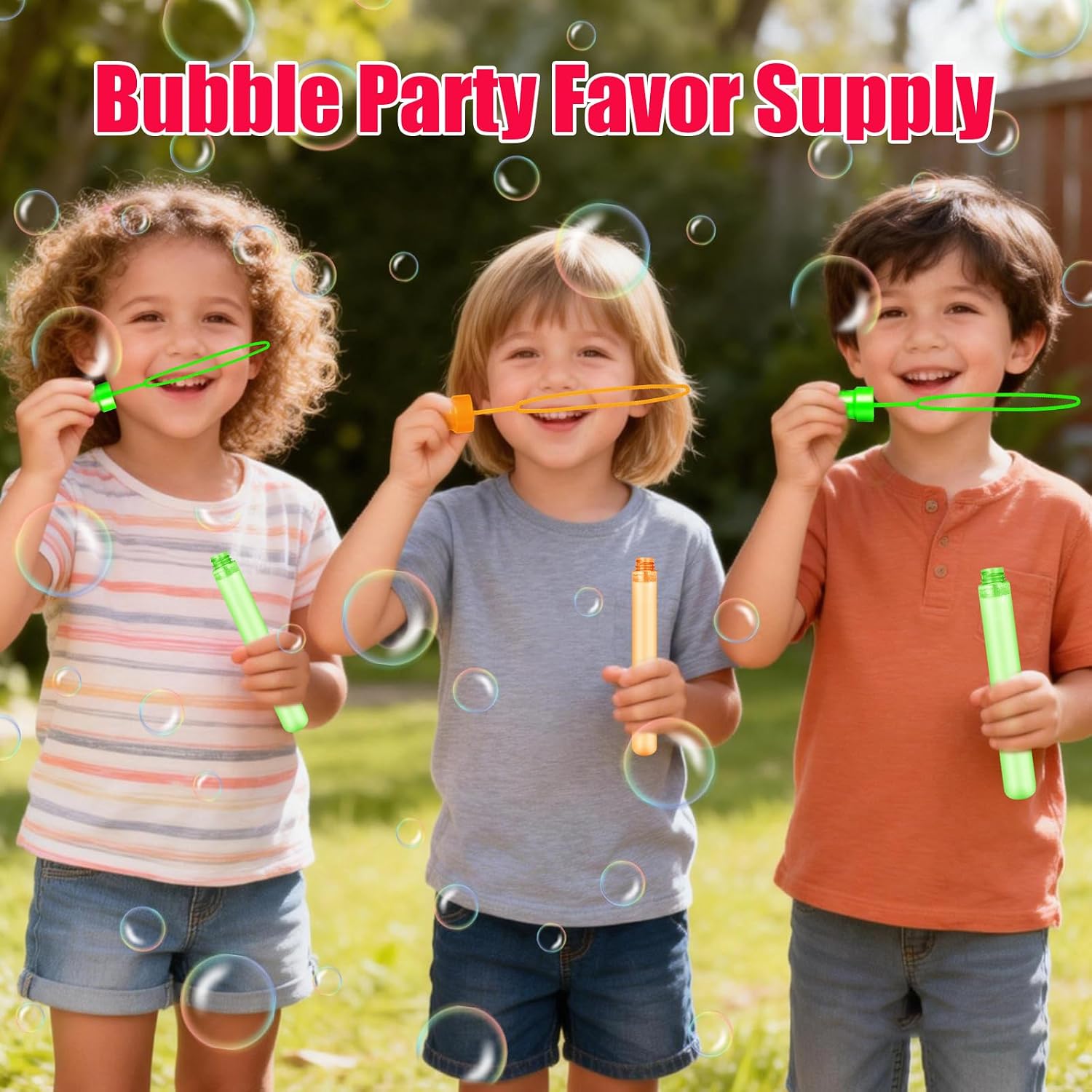 Detalle de SpringFlower Bubble Wand: 24-Pack Colorful Bubble Party Favors