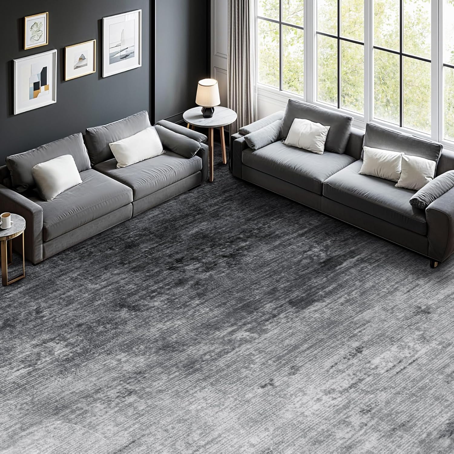 Thumbnail 3 de LIANLAM Washable Rug 8x10 Area Rug (Gray) with Stain-Resistant, Non-Slip TPR Backing