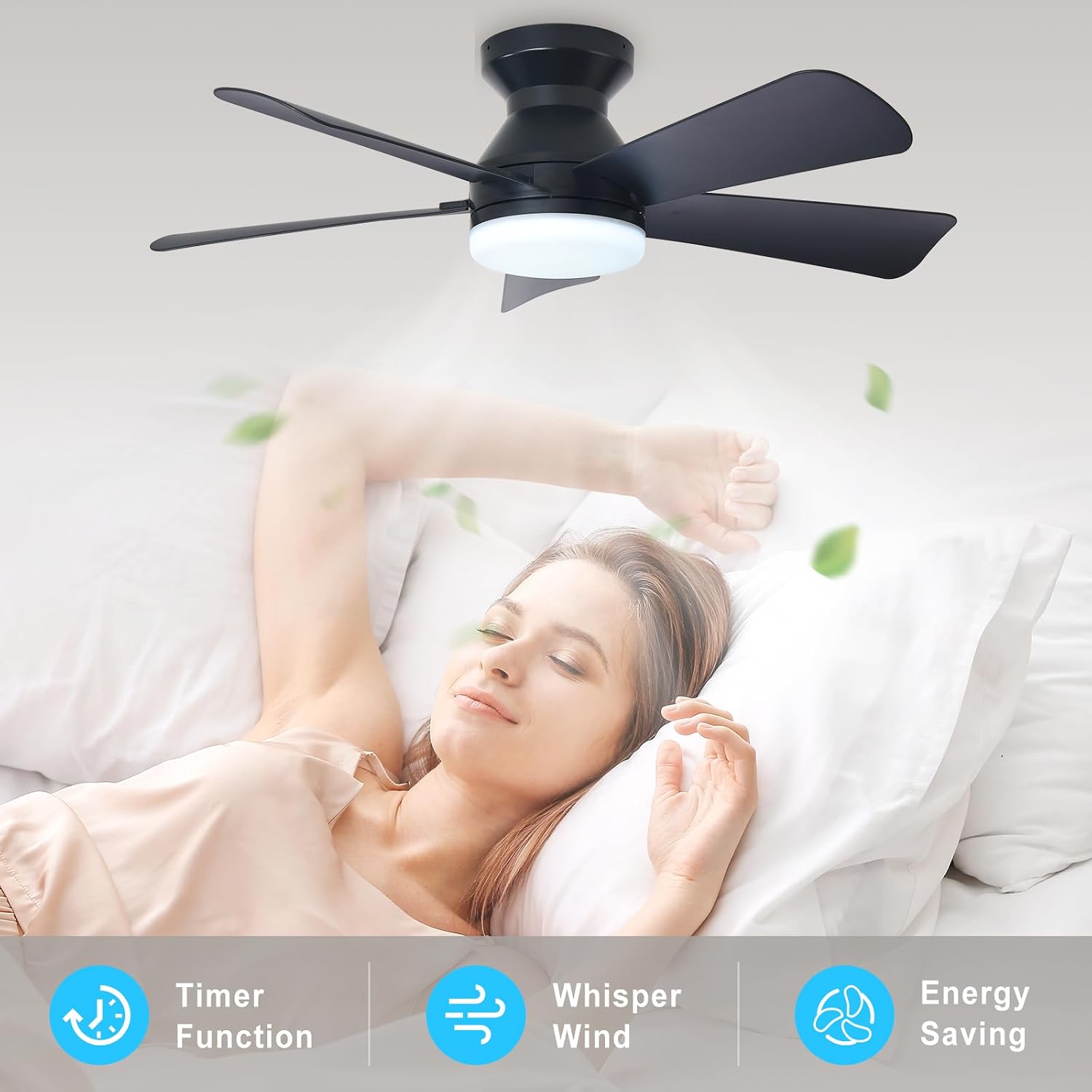 Detalle de Depuley WS-FPZ194-42C 35-Inch Ceiling Fan with Dimmable LED Light