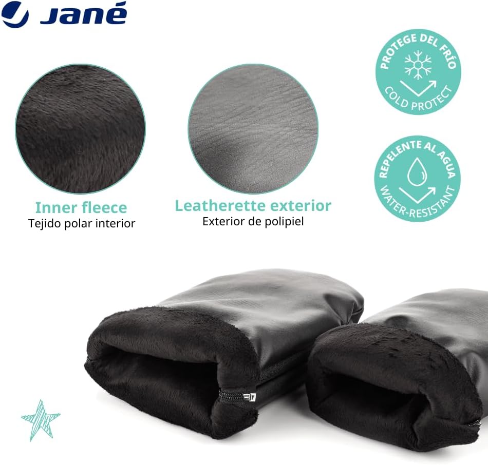 Detalle de Jané Moufles Poussette Hiver — Doublure polaire et fermeture zip, universelles