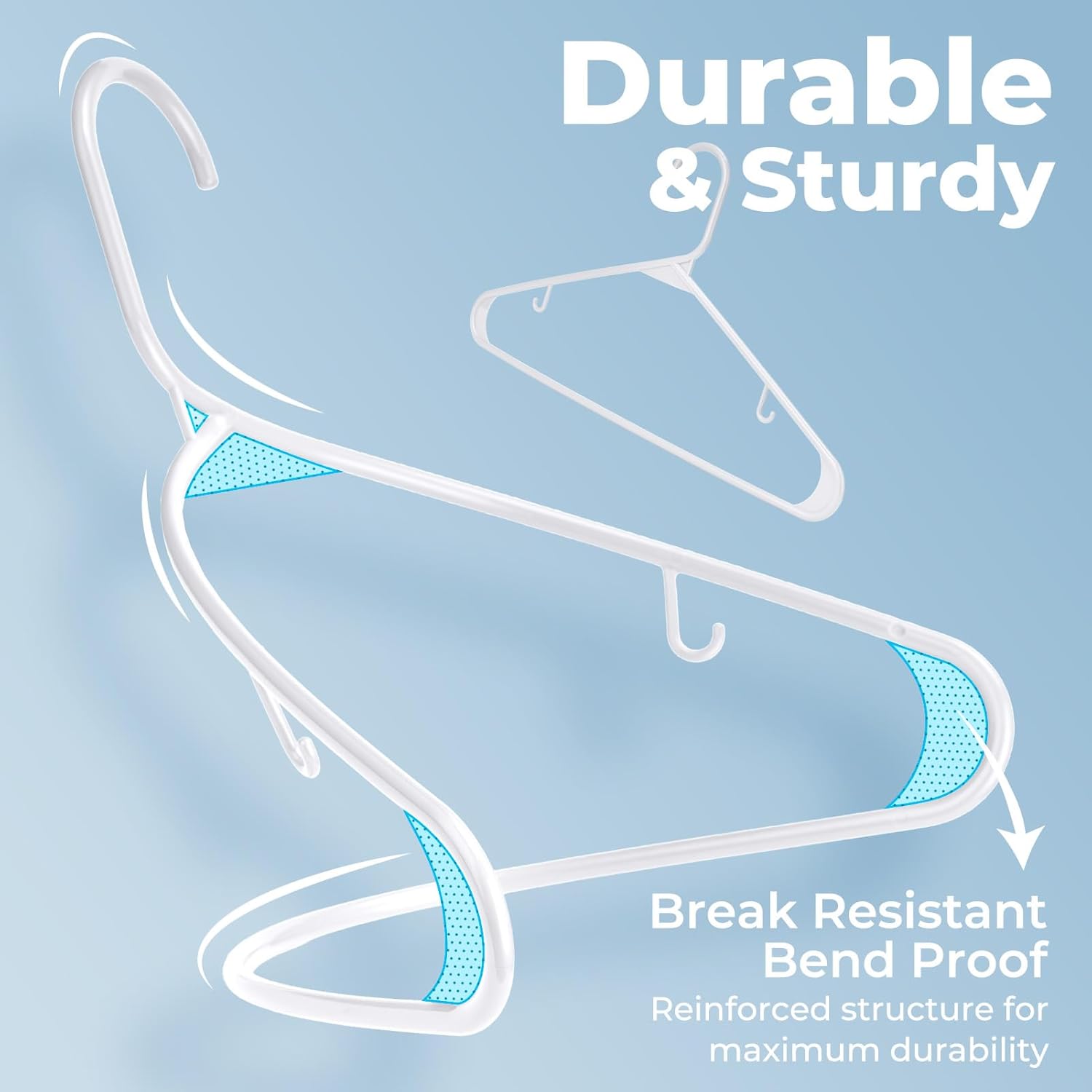 Detalle de HOUSE DAY White Plastic Hangers 50 Pack: Space-Saving, Durable Closet Organizers