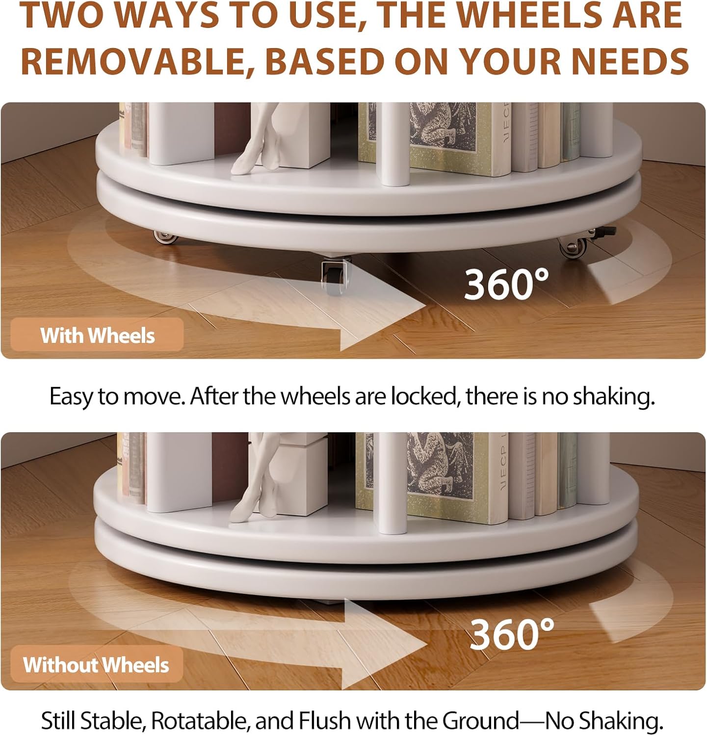 Thumbnail 4 de Muwuele 6-Tier Rotating Bookshelf for Small Spaces