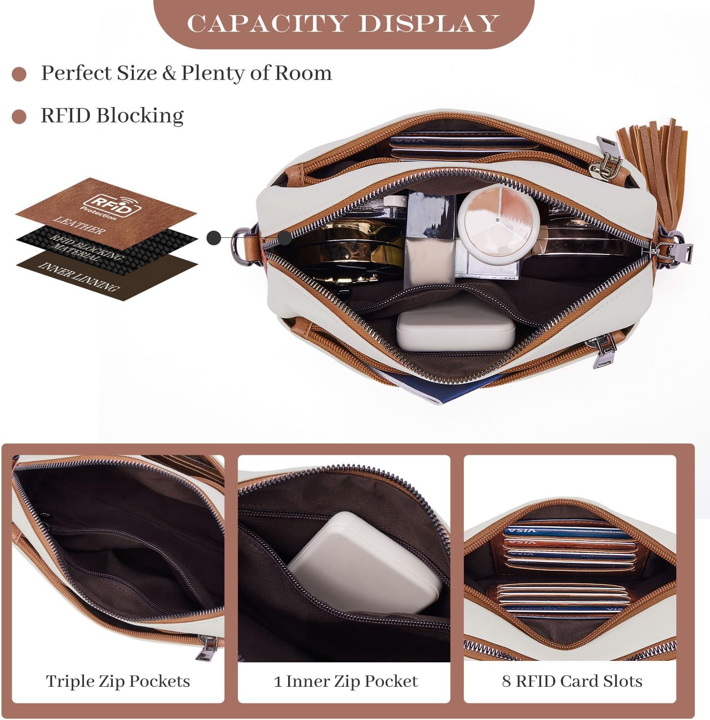 Detalle de Roulens Piccola Borsa a Tracolla Donna con 3 Scomparti Capienti: stile e funzionalità in una pochetta versatile
