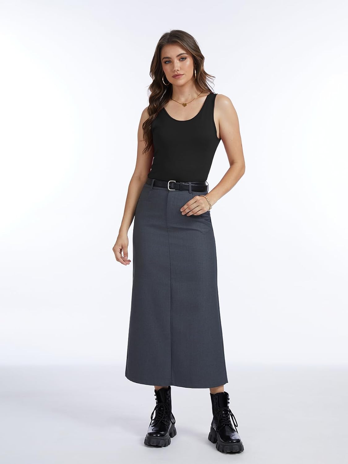 Detalle de Komfokore 4er-Pack Damen Tank Tops – ärmellos, Modal/Elasthan, komfortabel und vielseitig