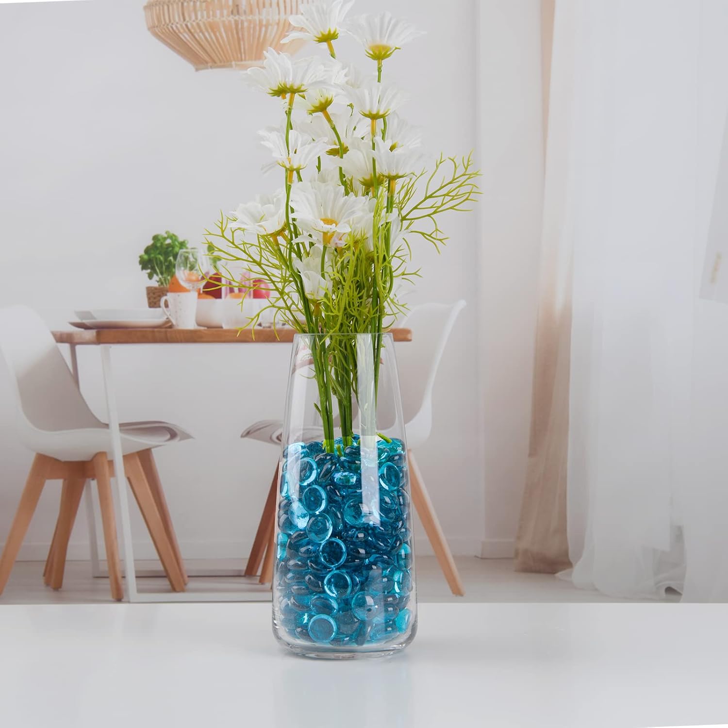 Thumbnail 1 de Hisredsun 290 Stück Meerblaue Glaskieselsteine (17–20 mm, 1,35 kg) für Vase, Blumentopf & Aquarium