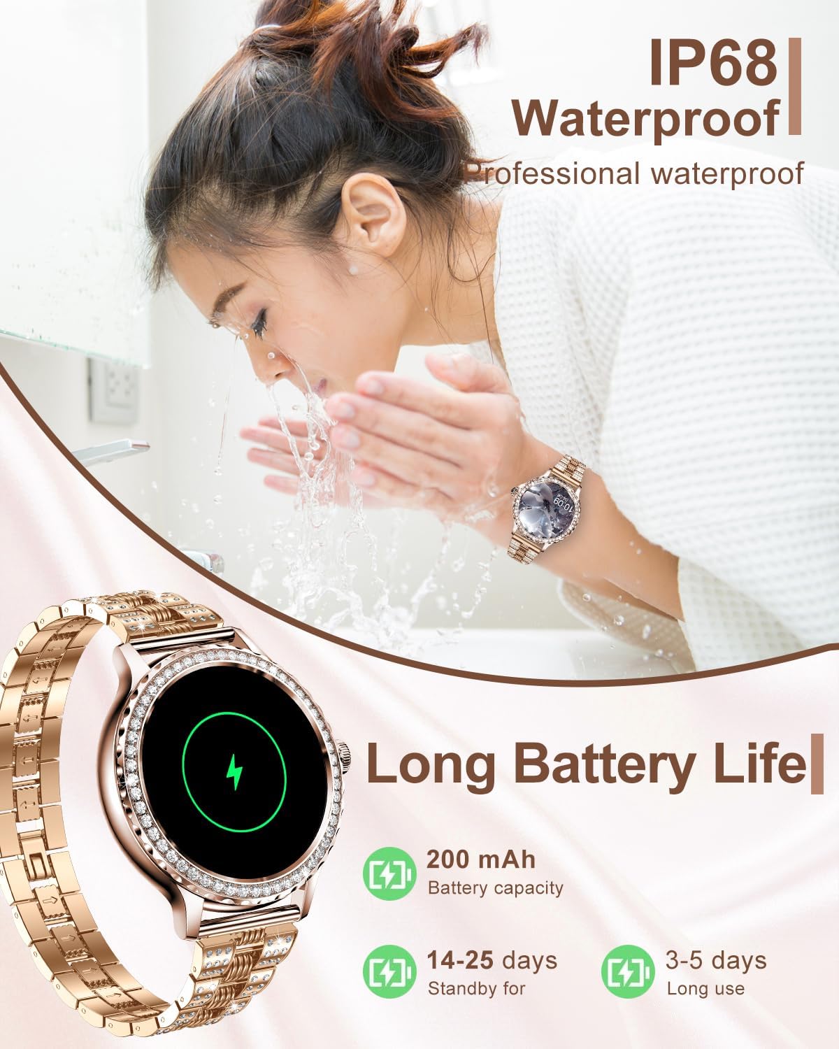 Thumbnail 5 de Women’s Bluetooth smartwatch, 1.3 inch HD