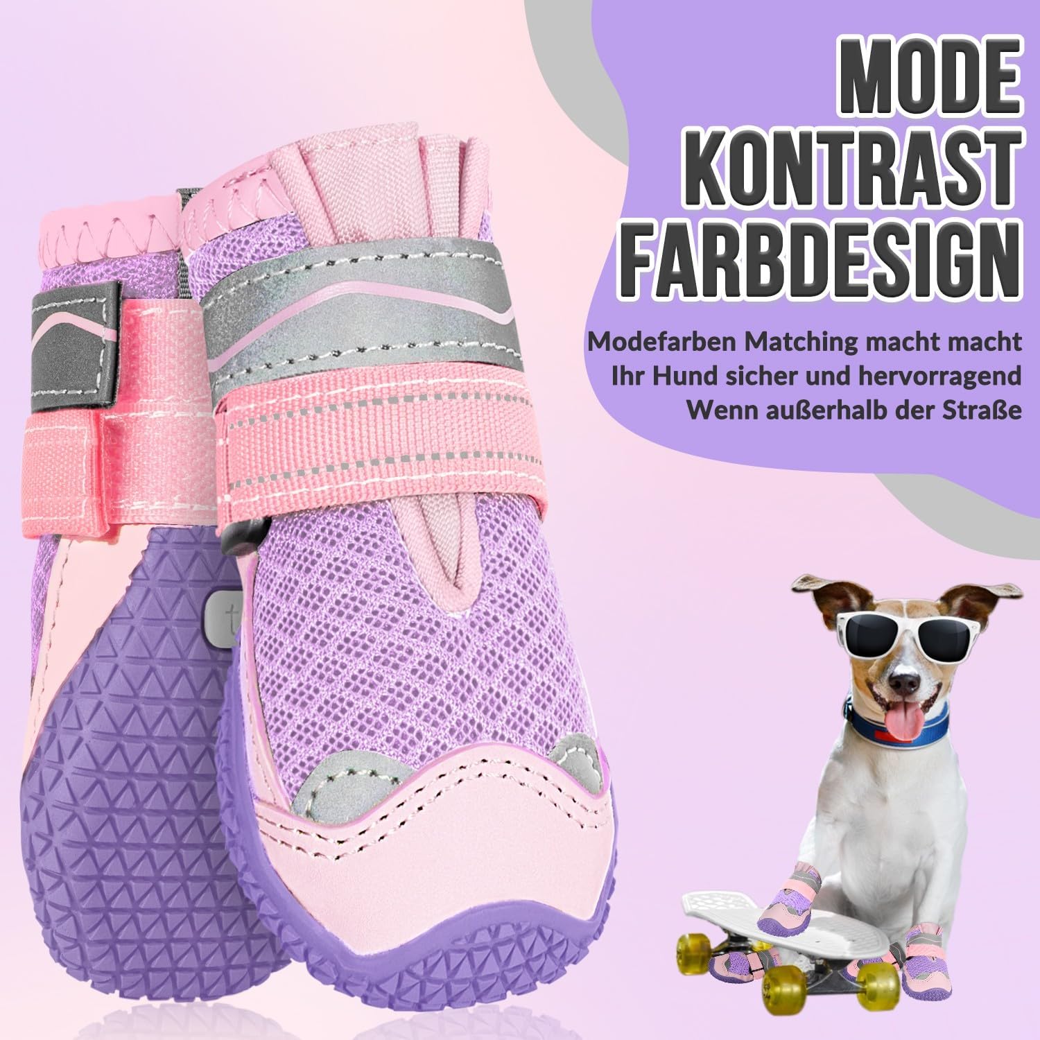 Detalle de SlowTon Hundeschuhe Pfotenschutz – 2 wasserdichte Outdoor-Stiefel mit rutschfester Sohle