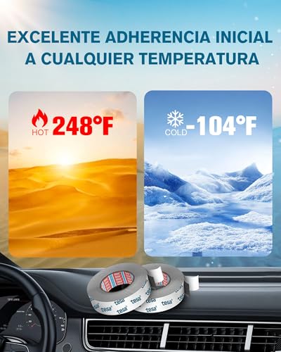 Detalle de EMITEVER Cinta Doble Cara Extrafuerte 6703-5,5m x 20mm – Adhesiva de espuma acrílica para superficies lisas