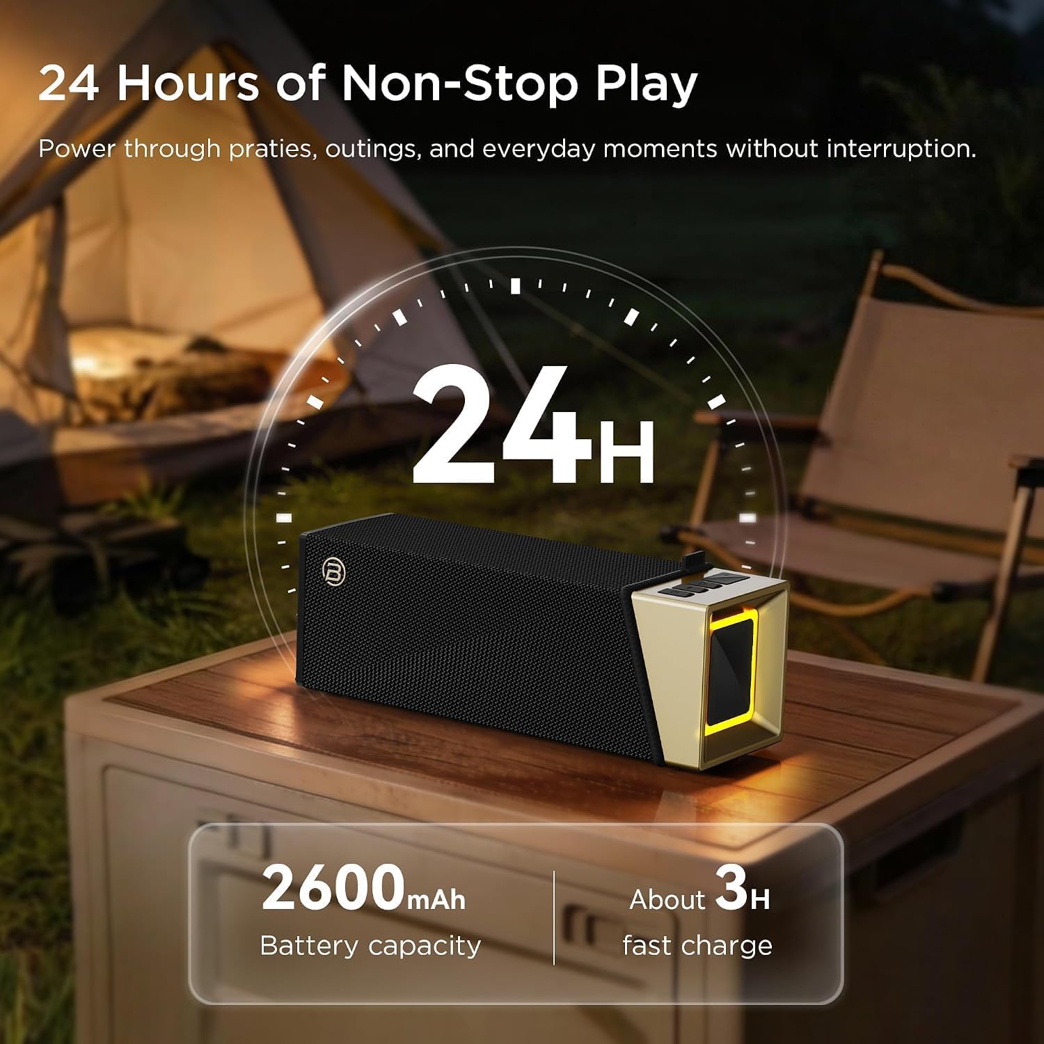 Thumbnail 6 de BUGANI Brief TT 60W Portable Bluetooth Speaker, IP67, Auracast, Gold