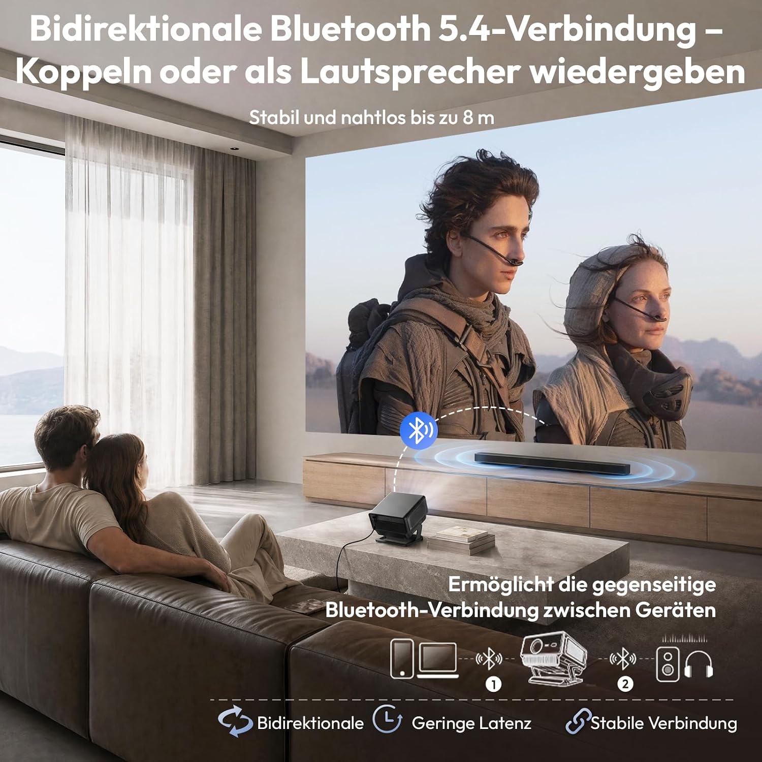 Thumbnail 6 de Xgody A8 Beamer 4K Heimkino – Native Full HD 1080p, 1200 ANSI Lumen, Autofokus und 6D Trapezkorrektur