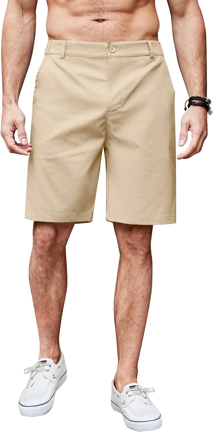 Thumbnail 6 de COOFANDY Short Lin Homme Bermuda avec Zip – Kurz en lin mélange, taille élastiquée et poches