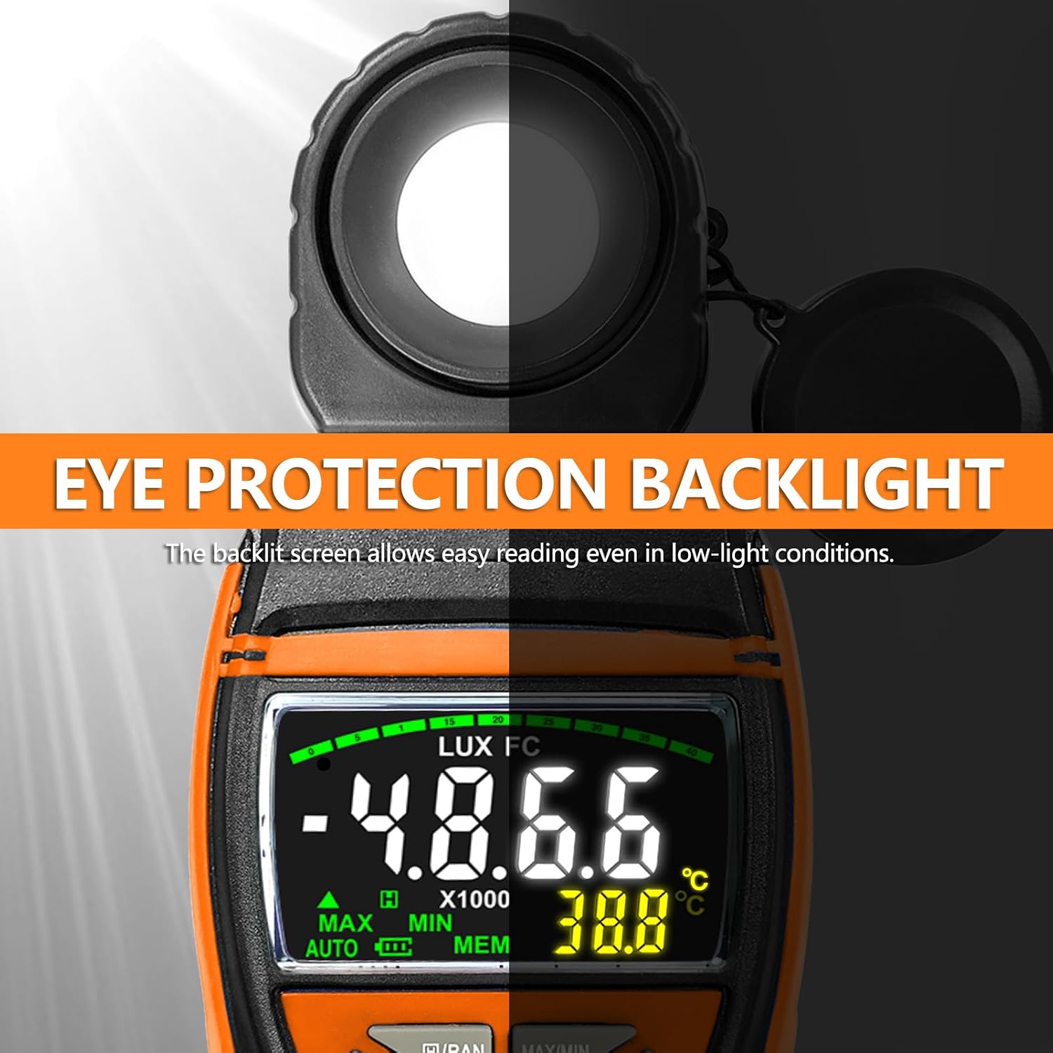 Thumbnail 3 de H HoldPeak Handheld Digital Light Meter (0.1–400,000 Lux) with 270° Rotating Sensor