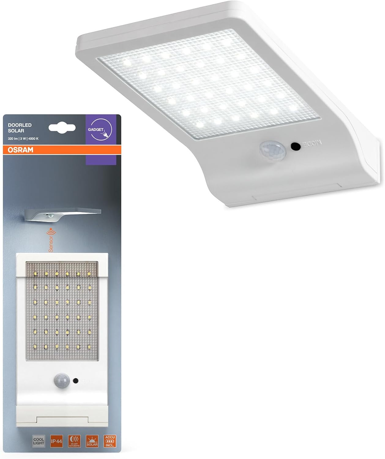 Detalle de OSRAM 4099854531491 DoorLED Solar Sensor 4000K White – lampa ścienna LED IP44