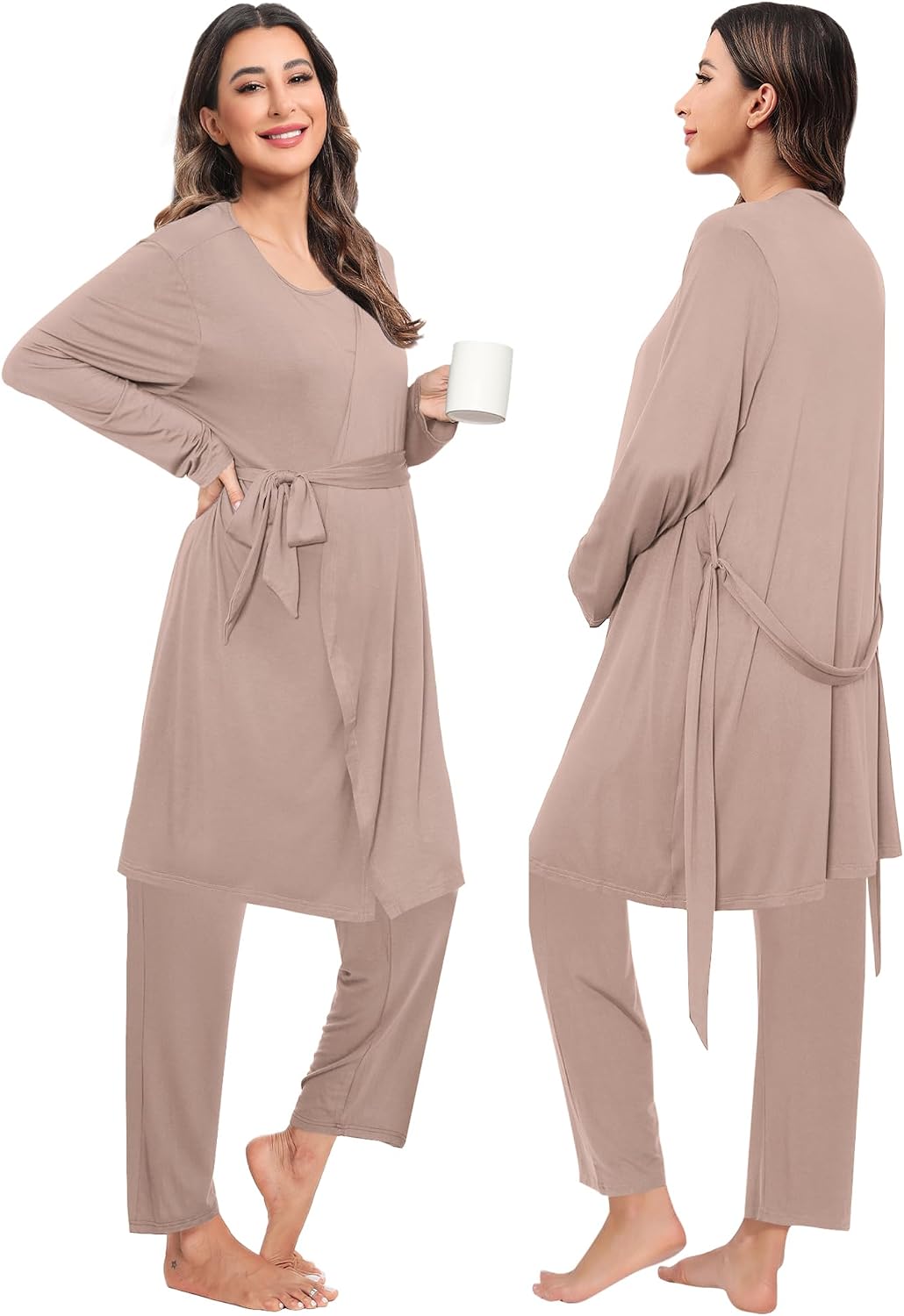 Thumbnail 4 de SWOMOG Maternity Nursing Robe Set 3 PCS 🤰