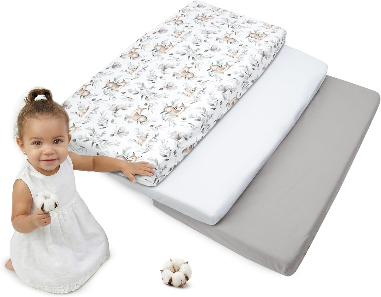 Thumbnail 5 de Medi Partners Drap housse 60x120 bébé en 100% coton (Forêt avec Menthe)