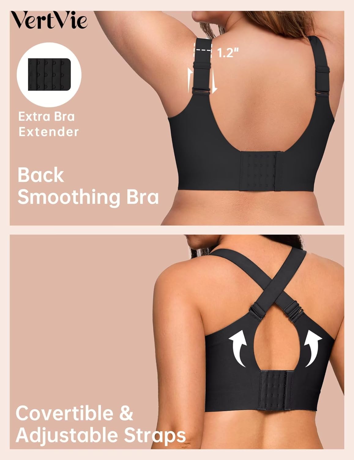 Detalle 2 de Vertvie Ultimate Support & Lift Gel Wireless Pushup Bra for Women (Plus Size, No Underwire)