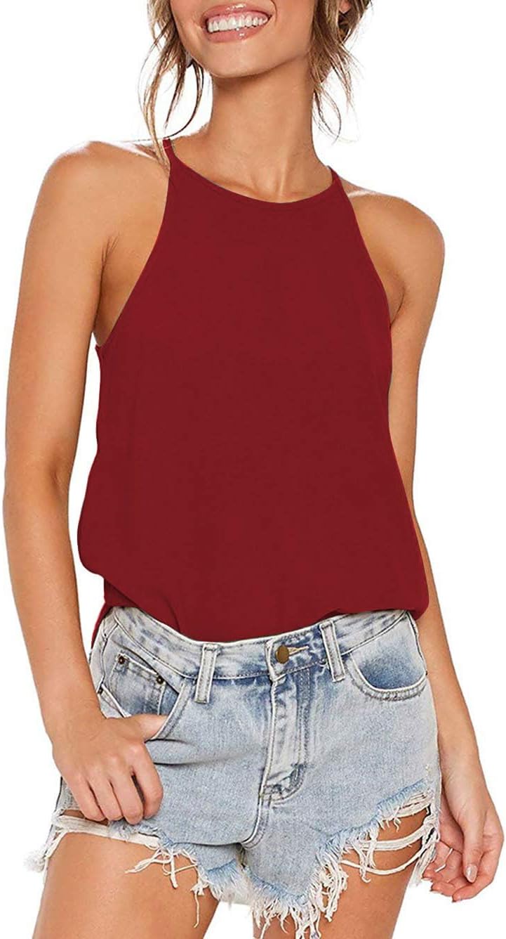 Detalle de iChunhua Women Halter Neck Cotton Vest Top – lightweight Summer Tank (S-XL)