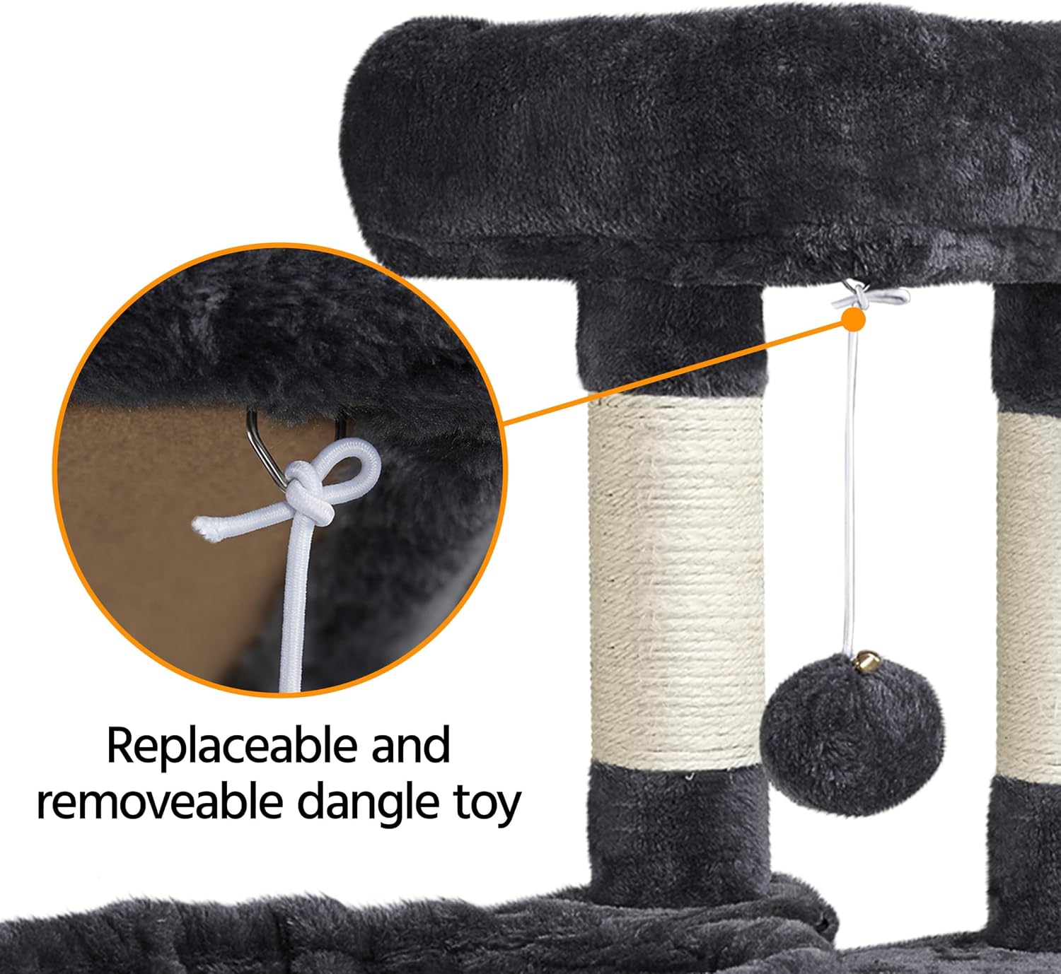 Detalle de Yaheetech Kratzbaum Stabiler Katzenbaum – Höhe 107 cm, mit Höhle, Plüsch und Sisal, für 2–3 Katzen
