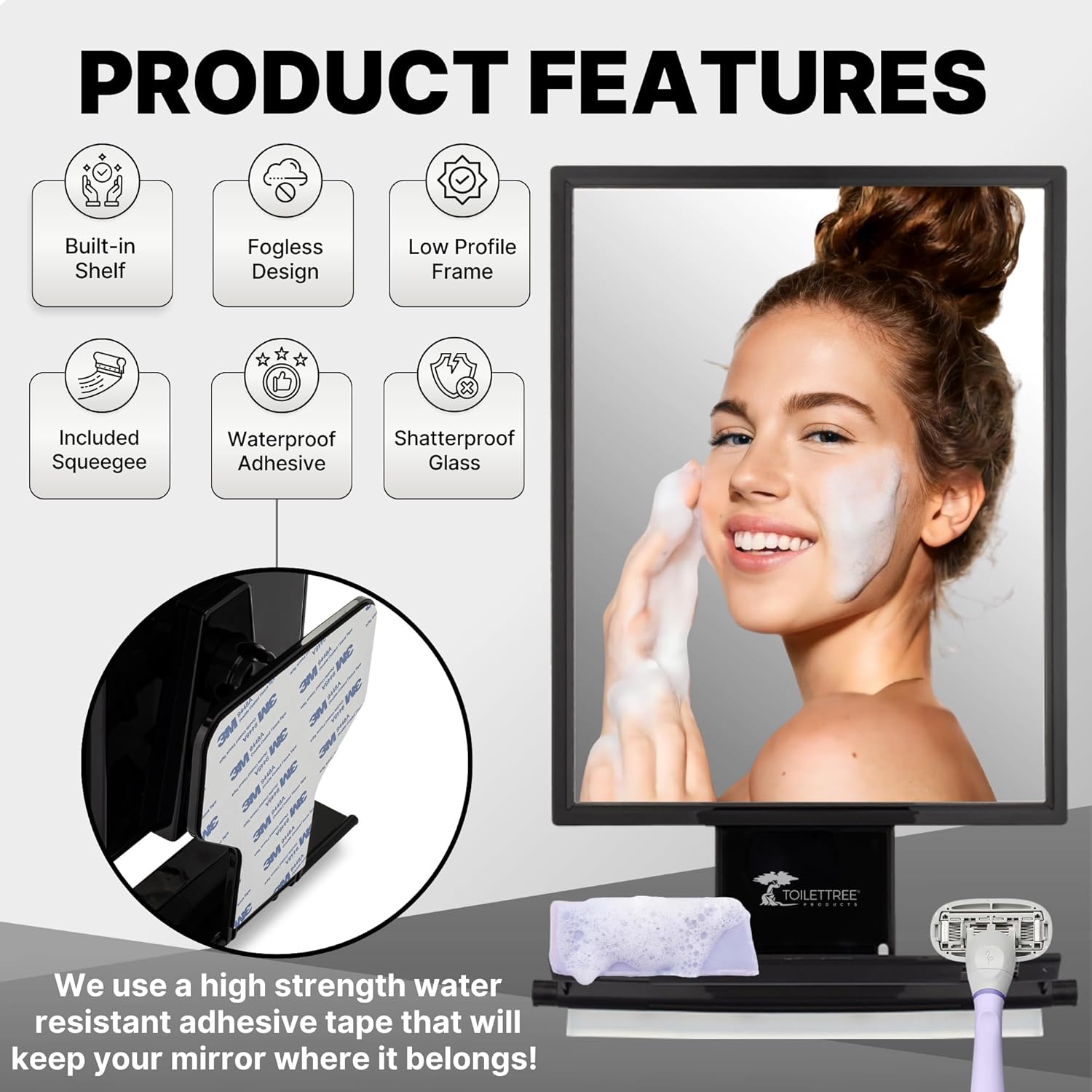 Thumbnail 4 de ToiletTree Fogless Shower Mirror adjustable shaving mirror
