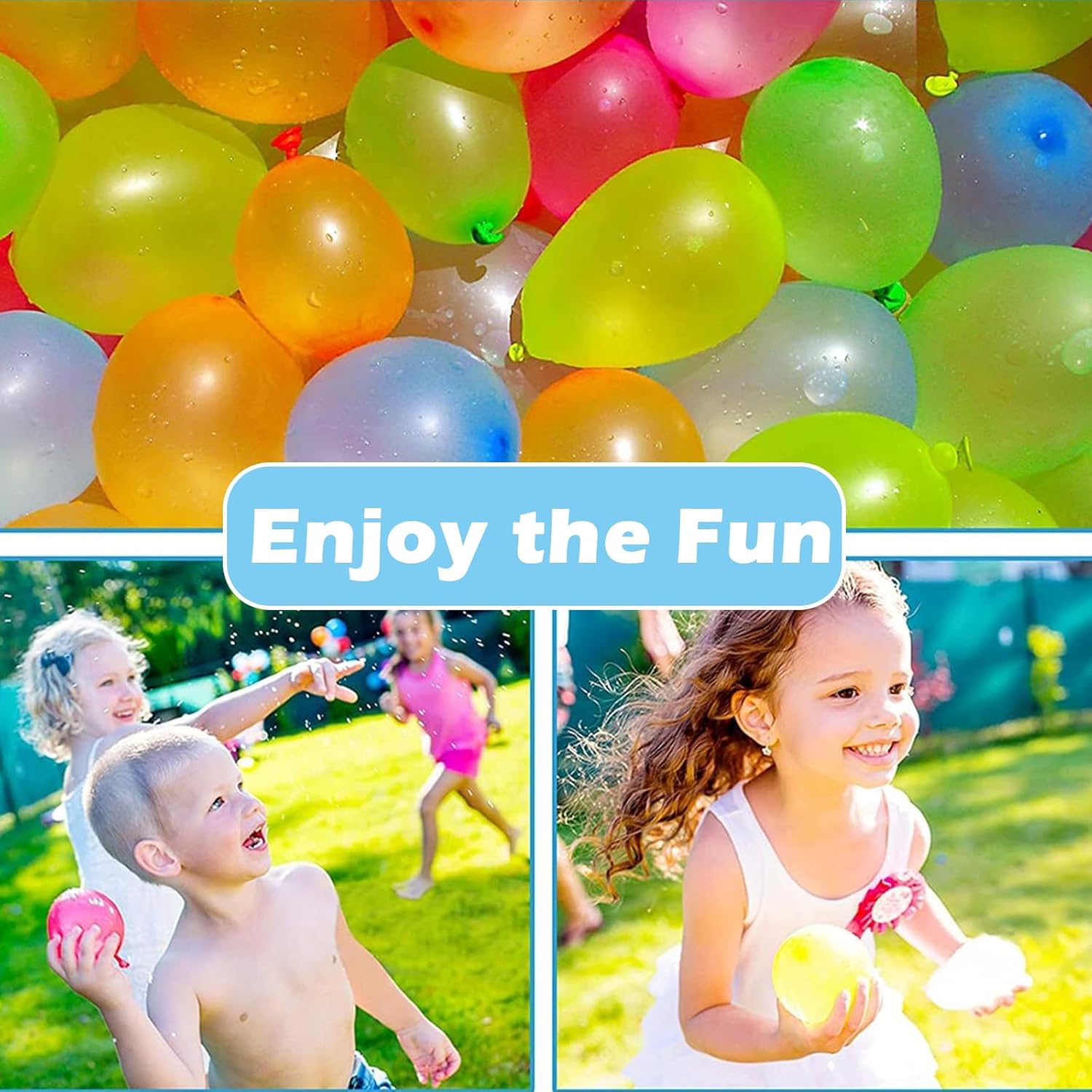 Detalle 2 de Funnity Wasserbomben Selbstschließend – 444 bunte Wasserballons, 20 Sekunden Schnellfüller, inkl. 4 Wasserhahnverbinder