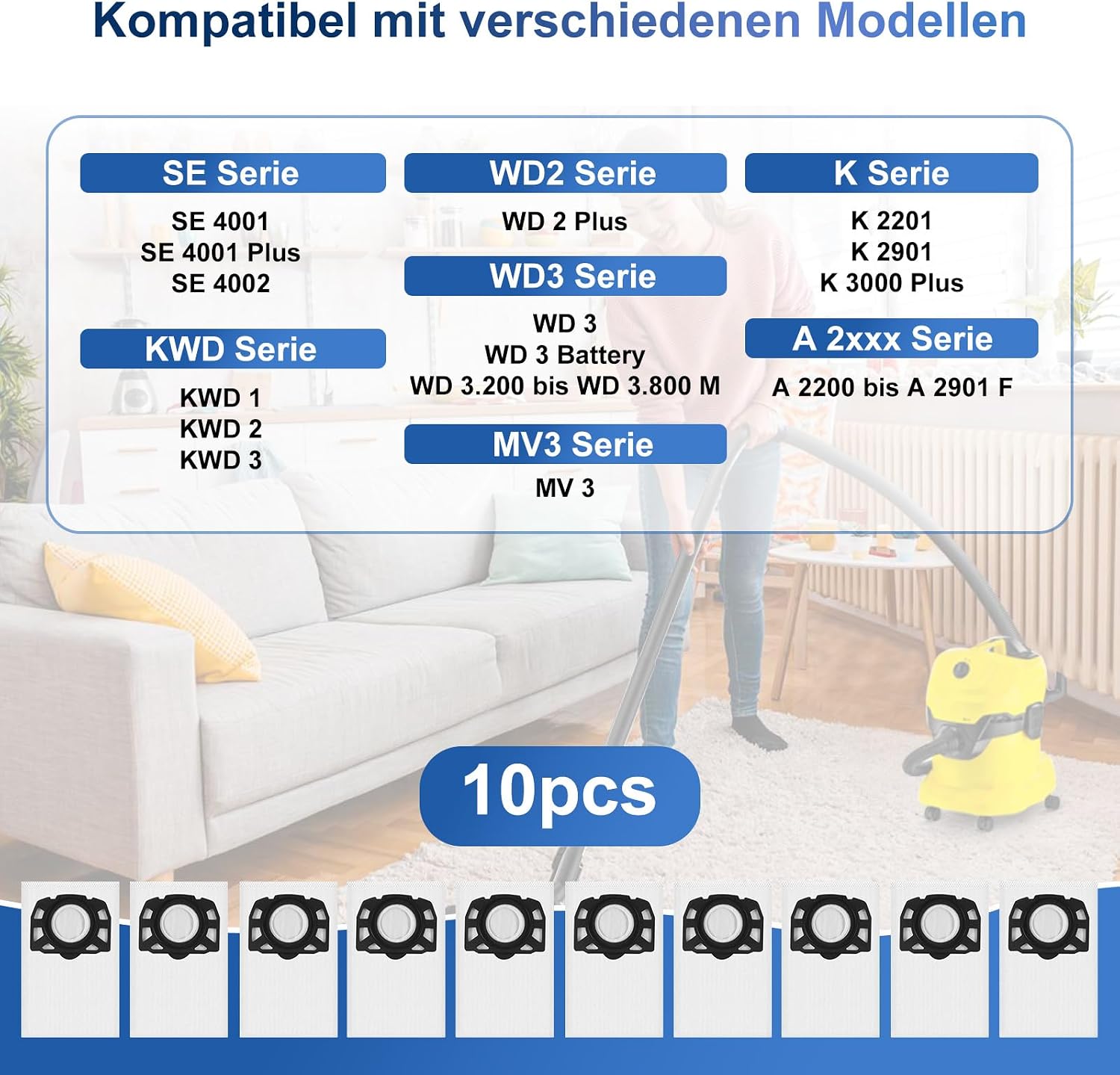 Detalle 2 de Aomiduo Staubsaugerbeutel für Kärcher