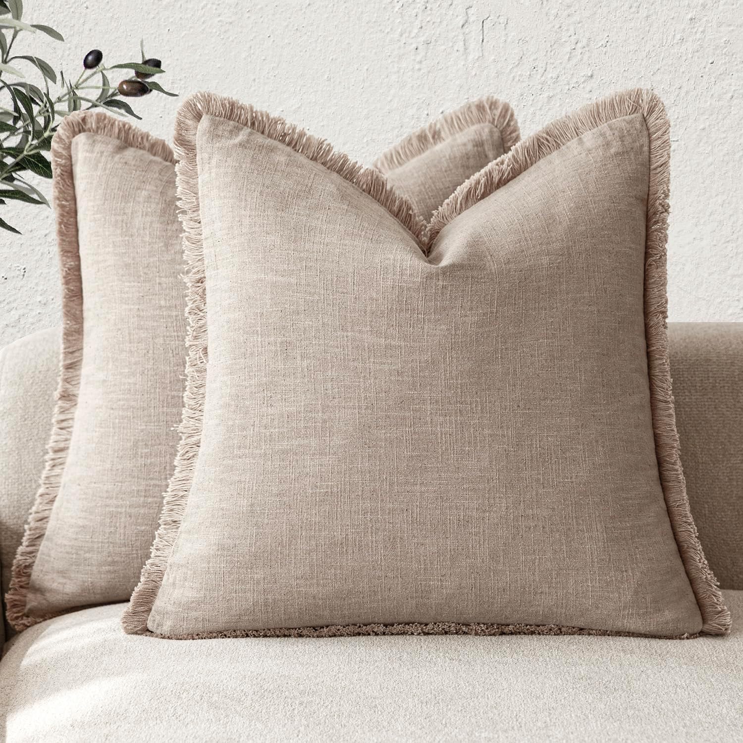 Thumbnail 4 de Foindtower 24x24 Inch Linen Fringe Pillow Covers 🛋