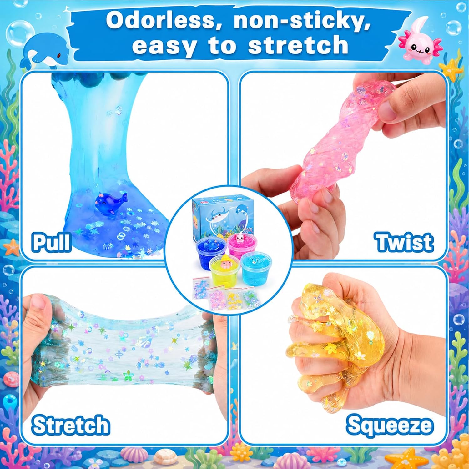 Thumbnail 2 de 4 Pack Crunchy Crystal Slime Pink Axolotl