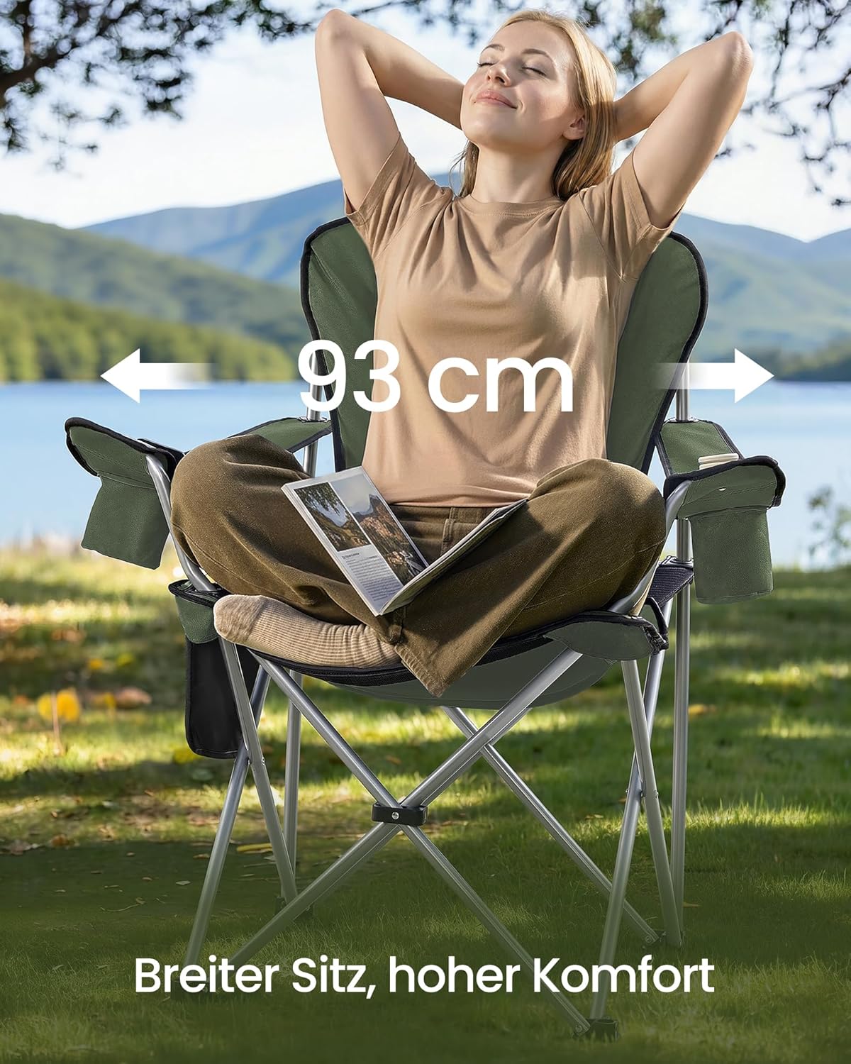 Thumbnail 3 de SONGMICS Campingstuhl GCB005CD01 – Klappstuhl mit breitem Sitz, hoher Rückenlehne und praktischen Favoriten