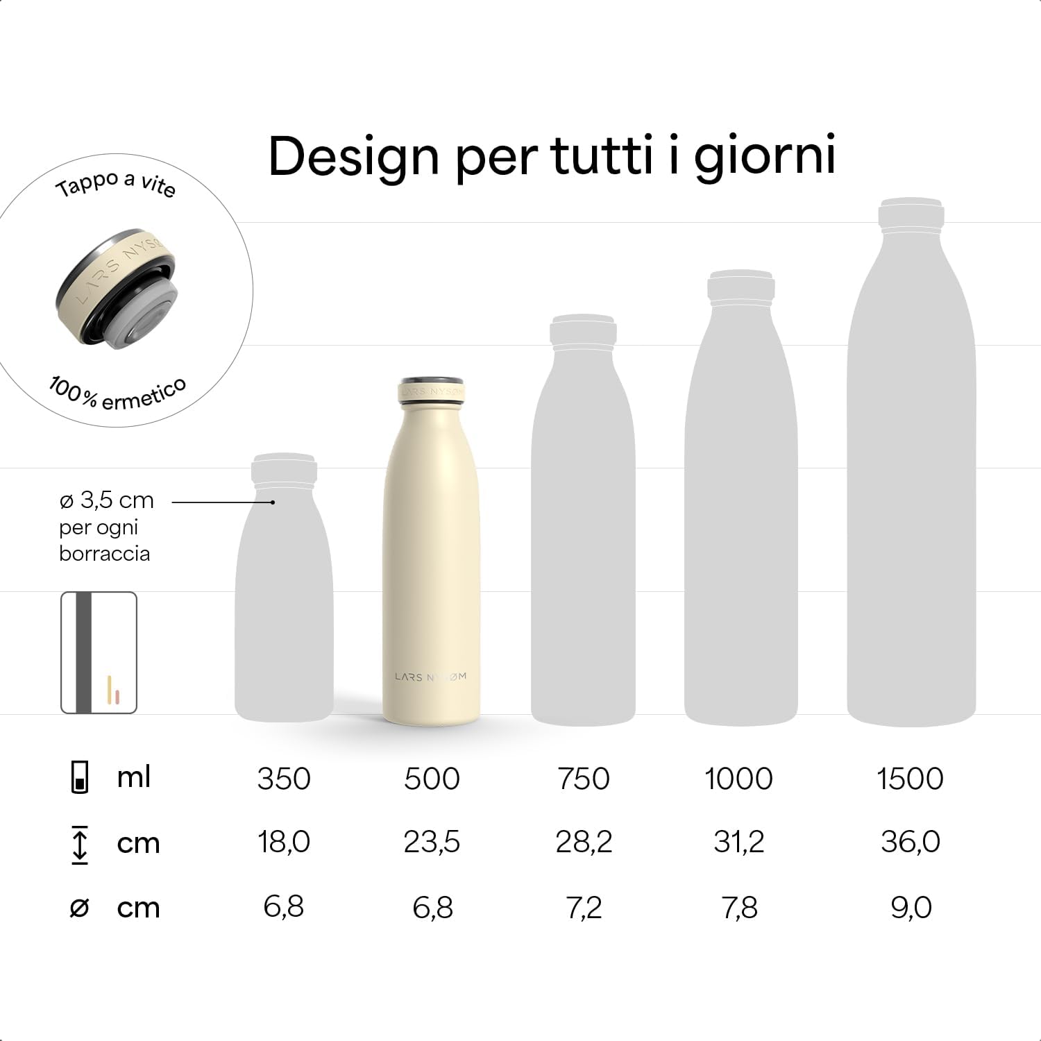 Thumbnail 3 de Lars Nysøm Borraccia Termica Ren da 500 ml in acciaio inox (Sky Blue)